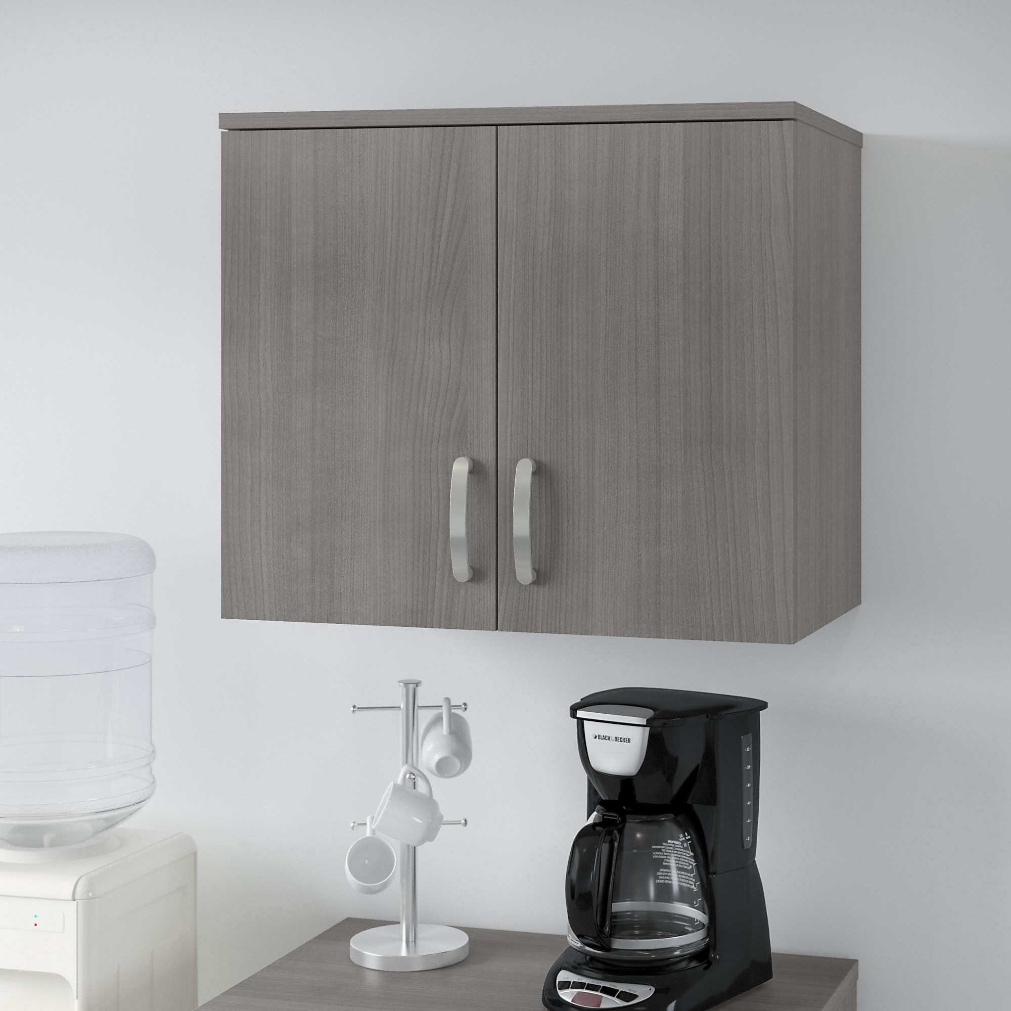 Bush Business Furniture Univeral Storage 28.3464-in W x 24.1732-in H Wood Composite White Wall-mount Utility Storage Cabinet