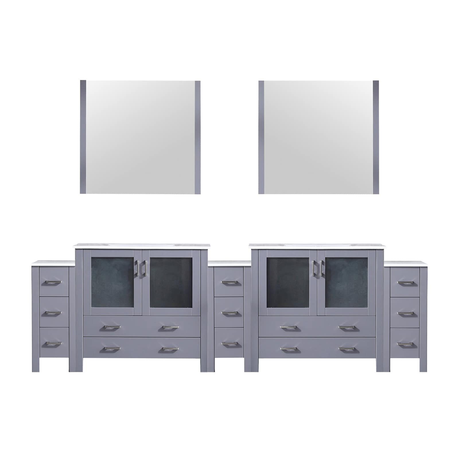 Lexora LVV108D36B610 Volez 108-in Dark Grey Double Sink Bathroom Vanity with White Ceramic Top (Mirror Included)