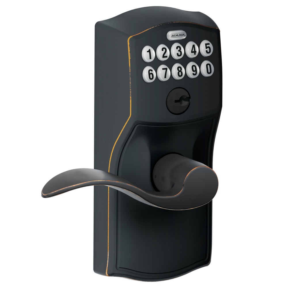 Schlage Keypad Camelot Aged Bronze Single Cylinder Electronic Handle  Lighted Keypad in the Electronic Door Locks department at
