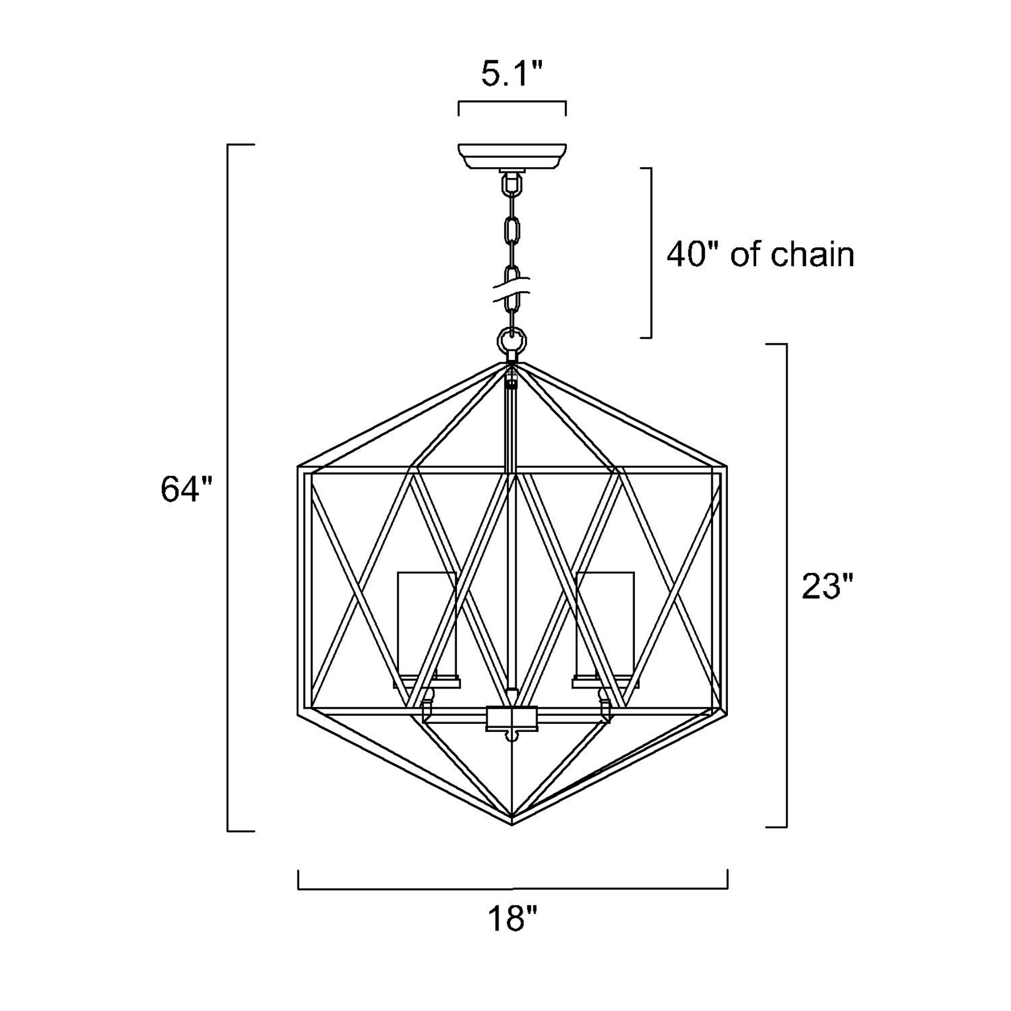 Antique Black Geometric Cage Chandelier with Glass Shades