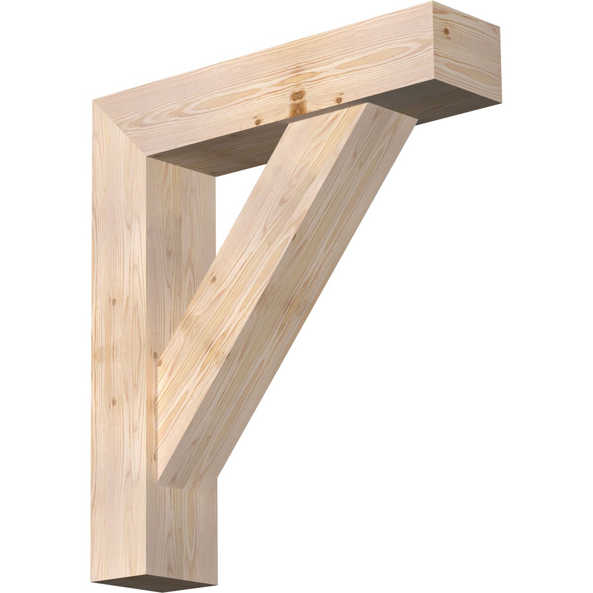 Ekena Millwork 1465090 Traditional Block Smooth Bracket with Offset Brace Douglas Fir Wood Standard Bracket