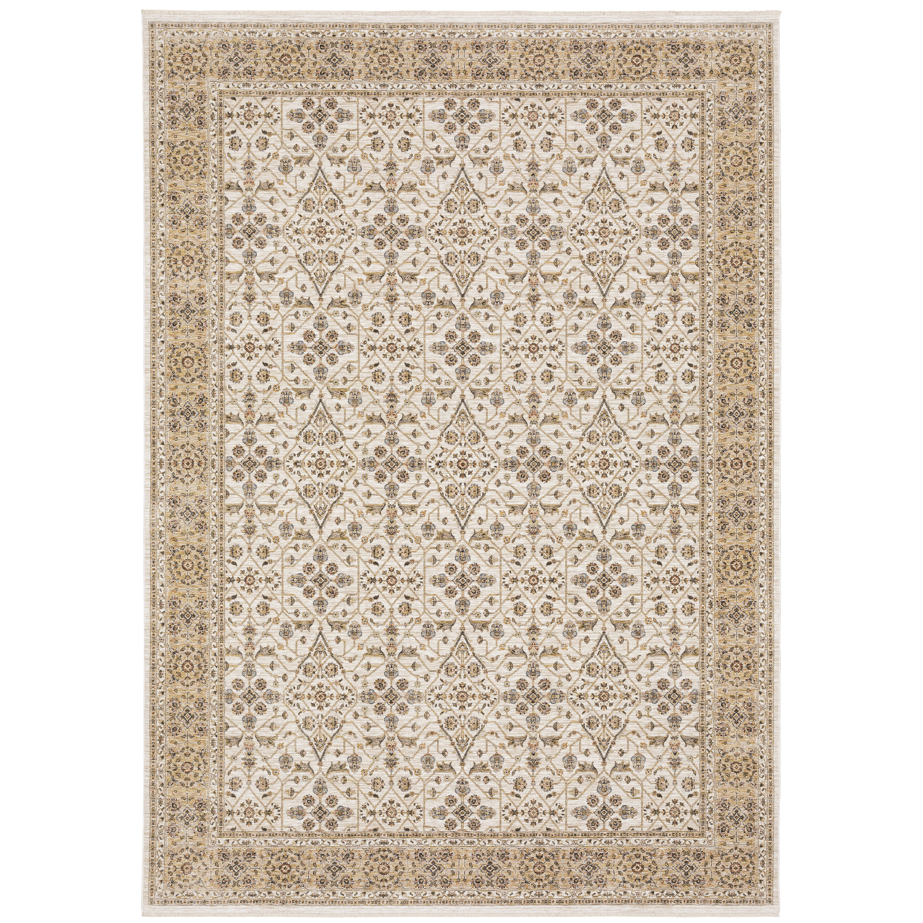 Archer Lane 001MAHAJ17L Abbey 8 x 11 (ft) Polyester Ivory Rectangular Indoor Floral/Botanical Persian Area rug