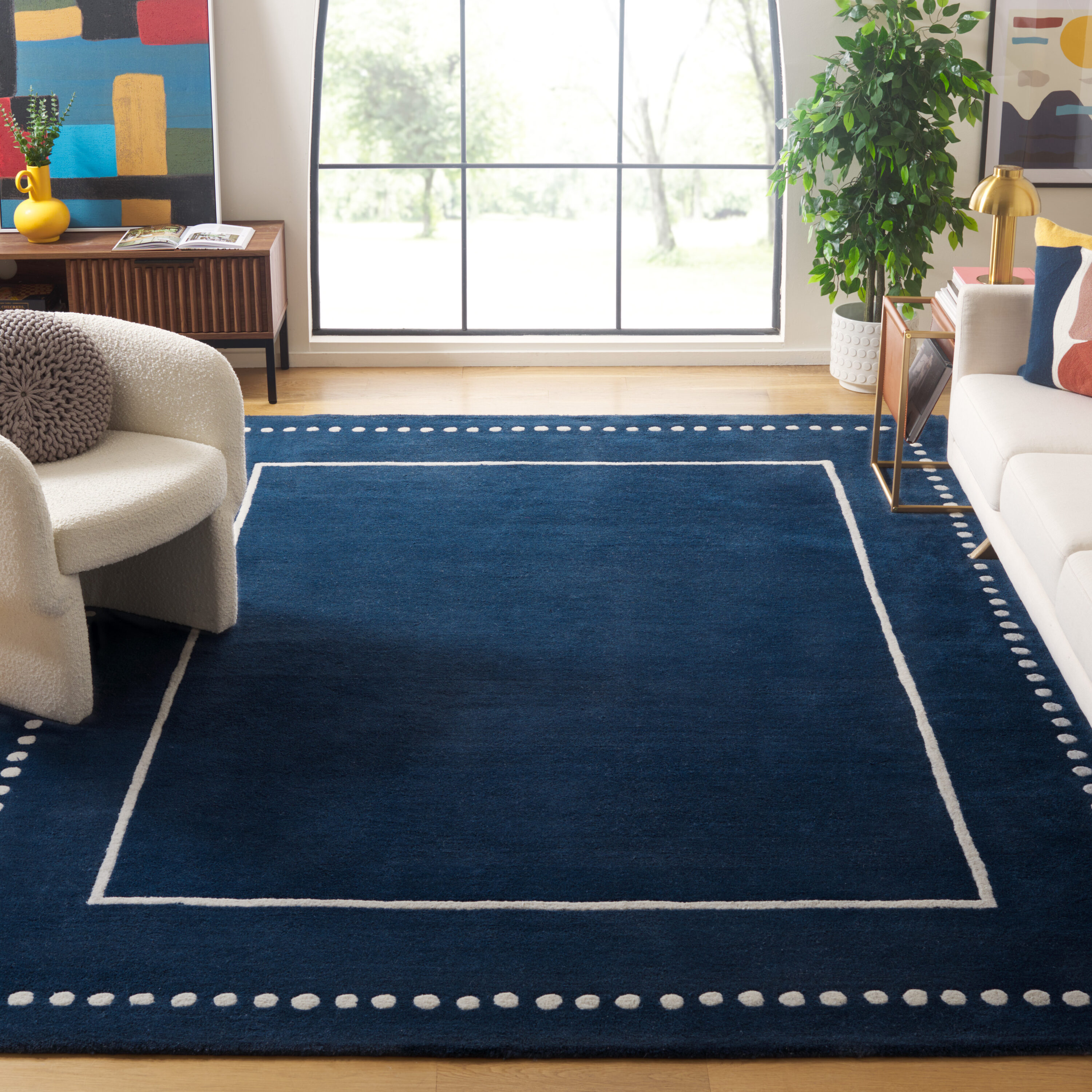 Bella 151G Navy Blue Ivory 9in x 12in Rug