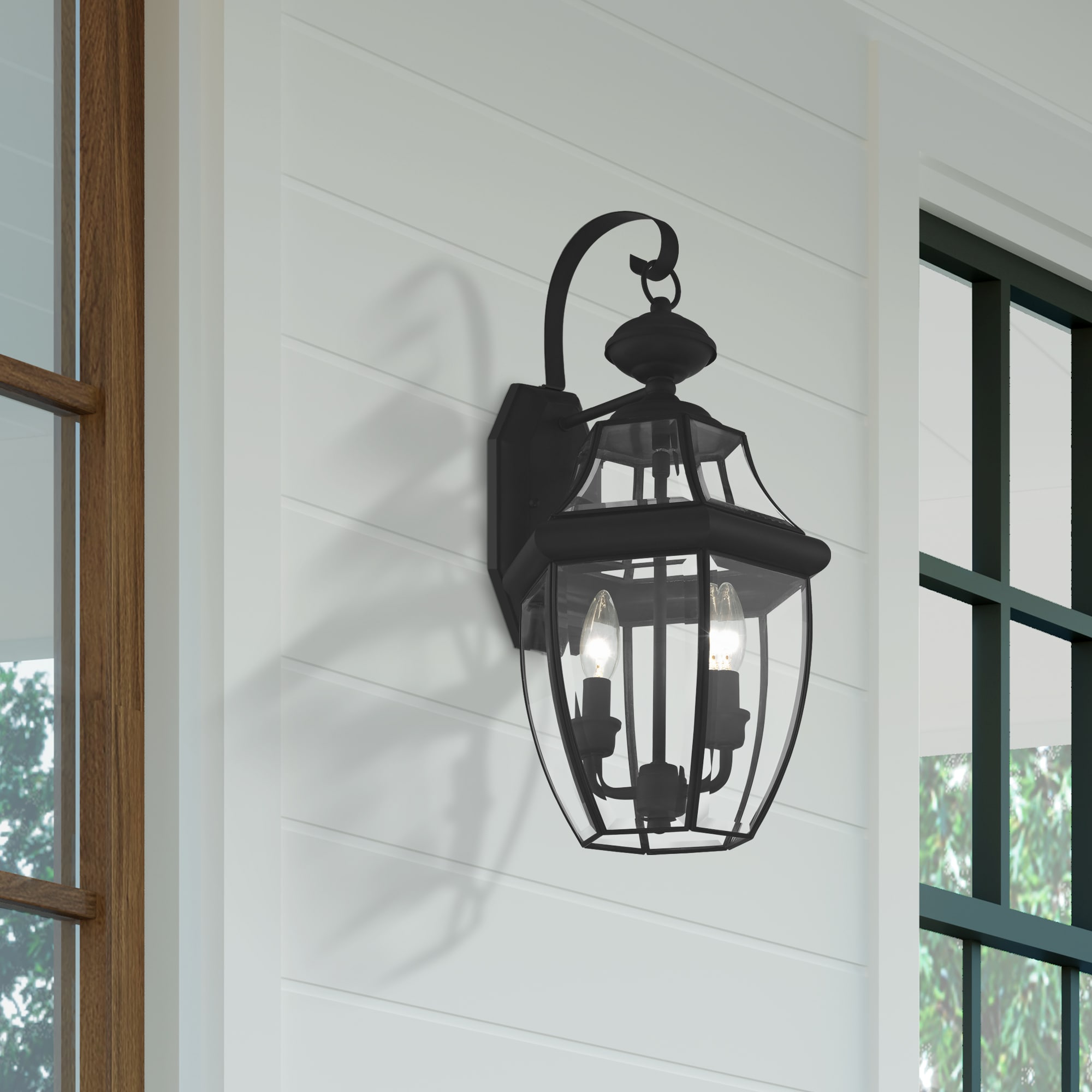 Monterey Colonial Style Black Brass Outdoor Wall Lantern