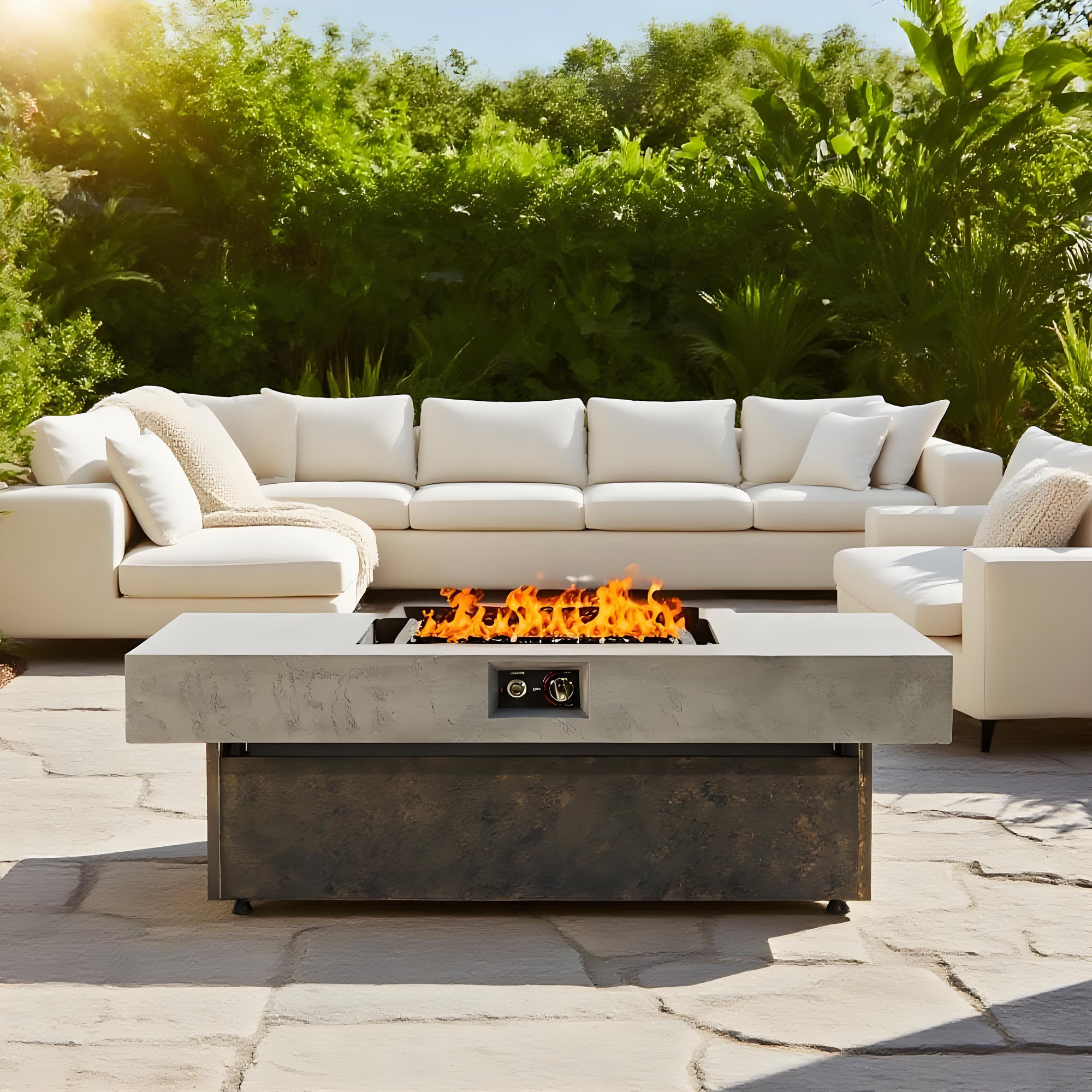 Fun Orange - 56" Propane Gas Fire Pit Table