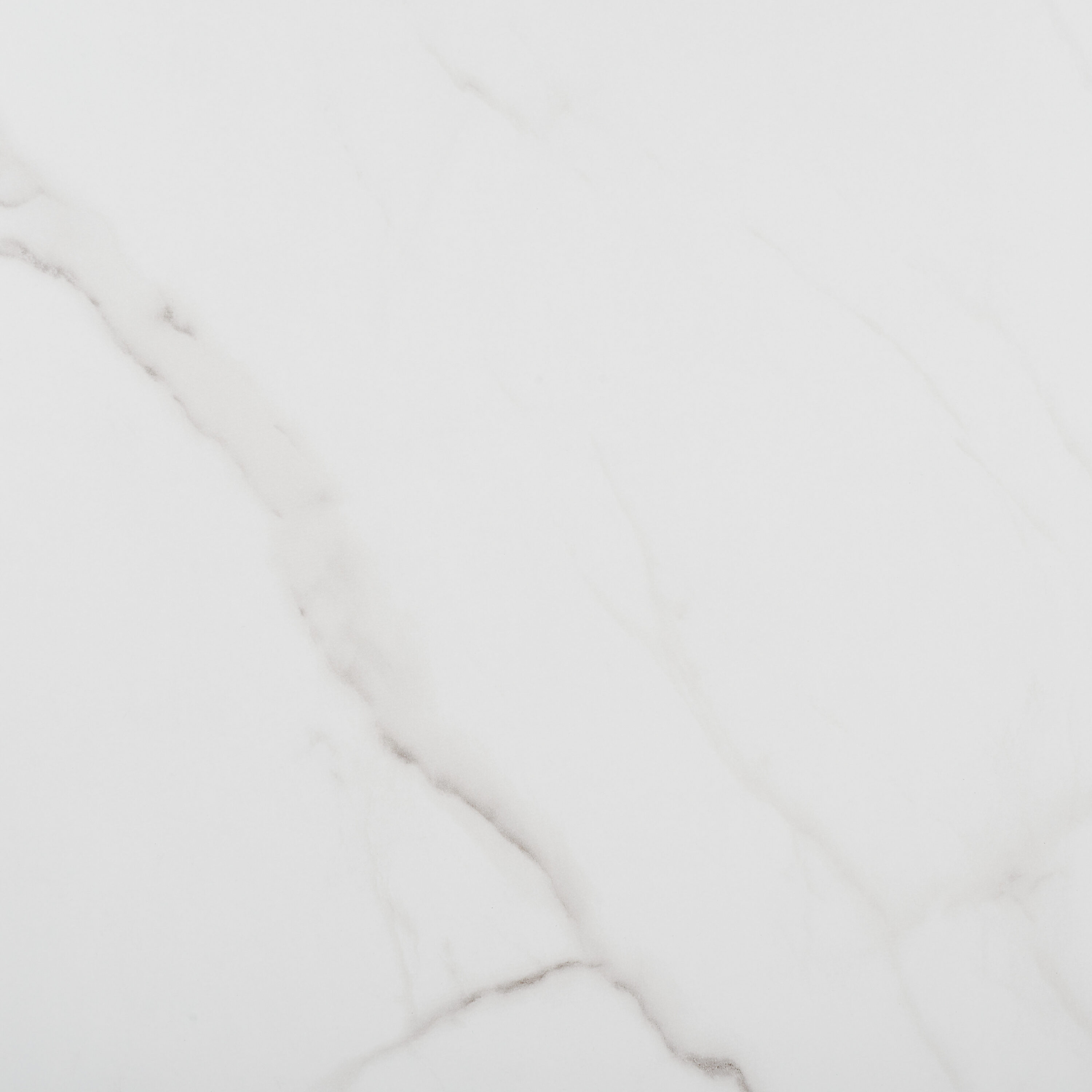 White Faux Marble Round Cocktail Table with Black Hairpin Legs
