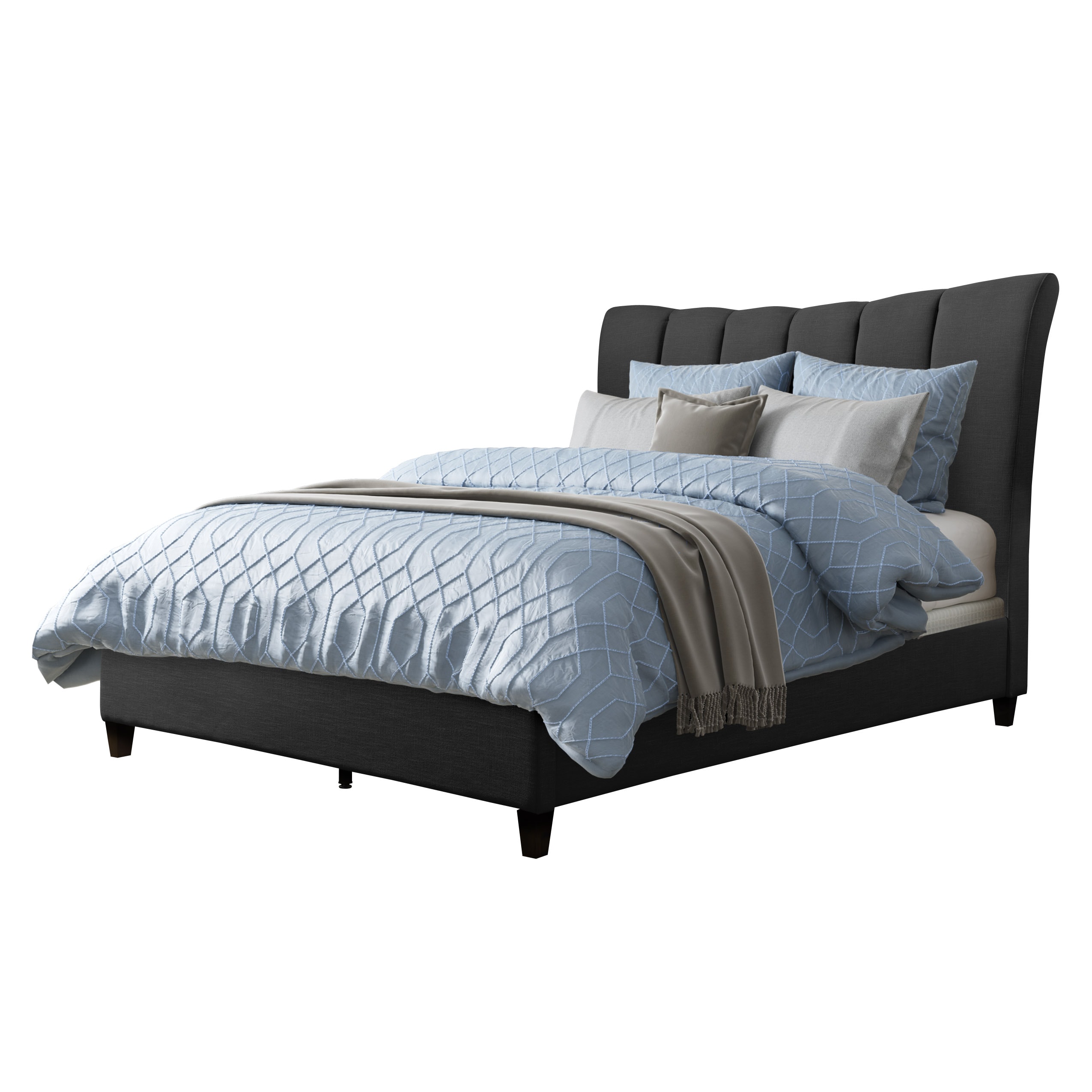 CorLiving BBT-002-Q Rosewell Dark Grey Queen Wood and metal Upholstered Bed