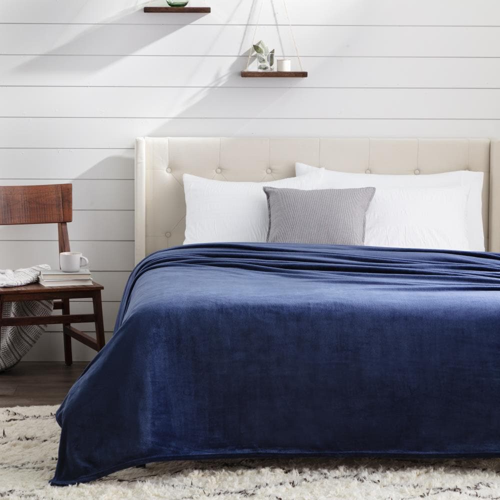 Navy king size online throw