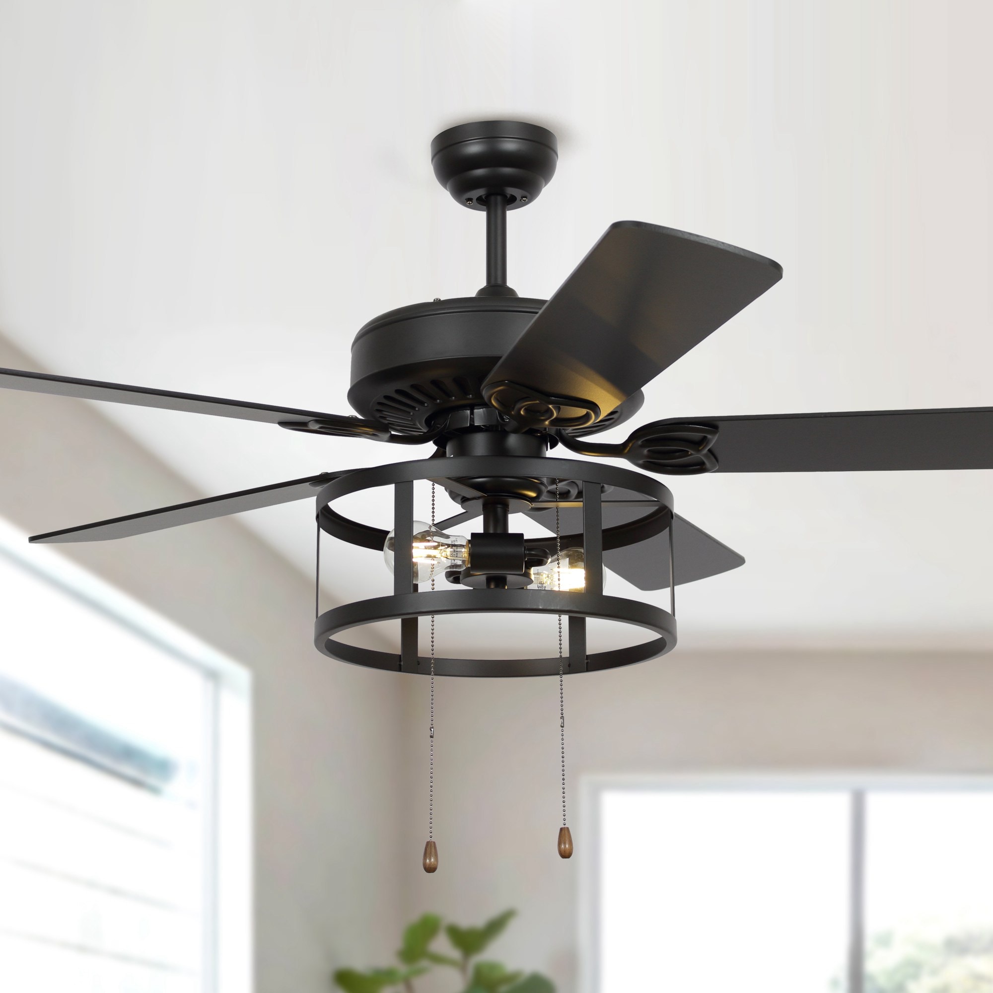 Parrot Uncle F6313110V 52-in Matte Black with Black Blades Ceiling Fan Light Kit Compatible ( 5 -Blade )