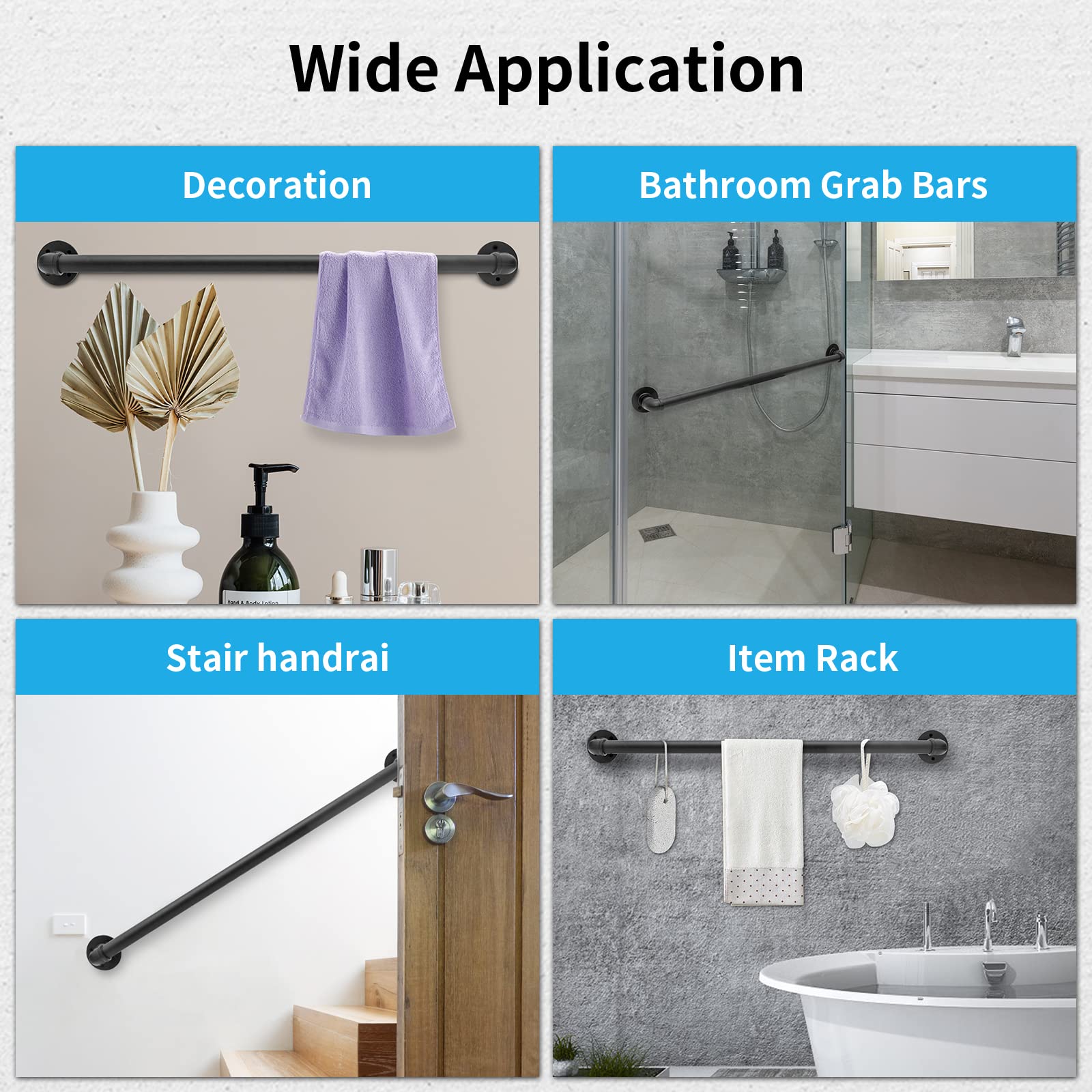 Afoxsos Wall Handrail Three Foot Industrial Staircase Railing One and a ...