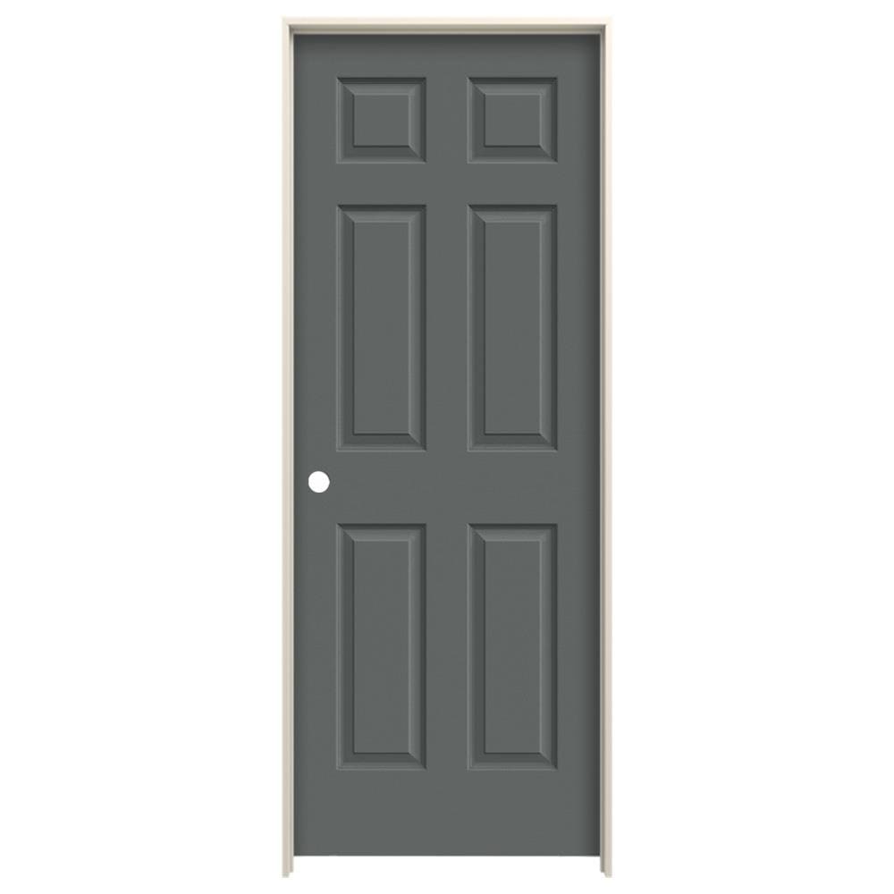 JELD-WEN Colonist 24-in x 80-in Granite 6-panel Hollow Core Prefinished Molded Composite Right Hand Single Prehung Interior Door in Gray -  LOWOLJW225400051