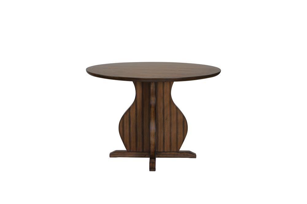 ACME FURNITURE 72460 Maurice Oak Round Transitional Counter Table, Wood with Wooden Frame Wood Pedestal Base 53-in L x 36-in H