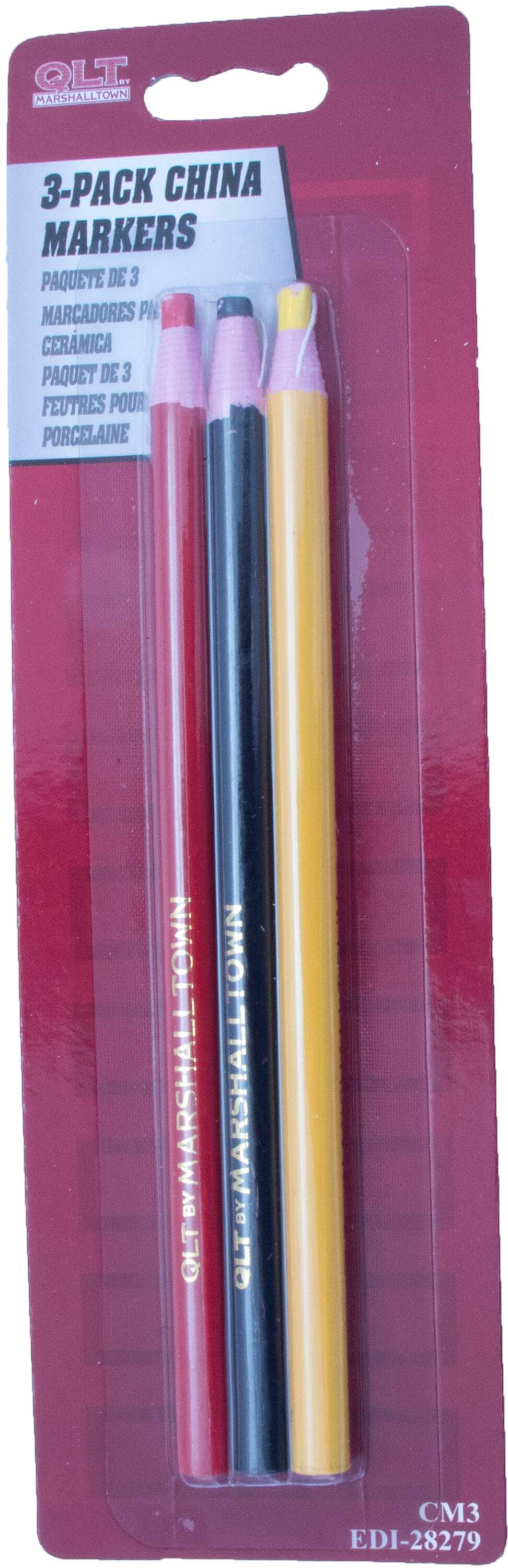 QLT by Marshalltown 3-Pack 6.65-in Red, Yellow, Black China Marker