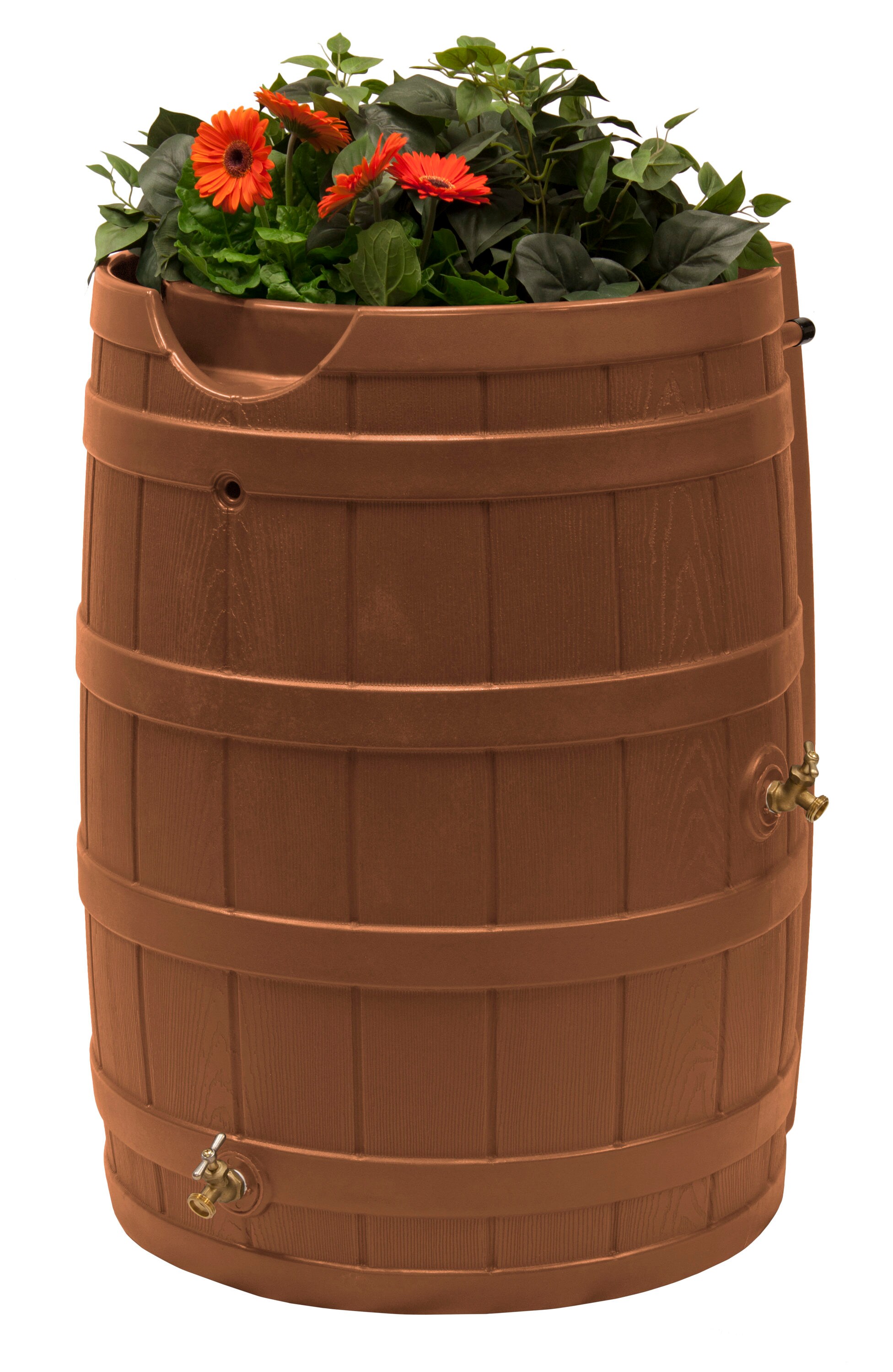 RTS Home Accents 50-Gallon Rain Water Collection Barrel with Brass Spigot,  Brown : : Patio, Lawn & Garden