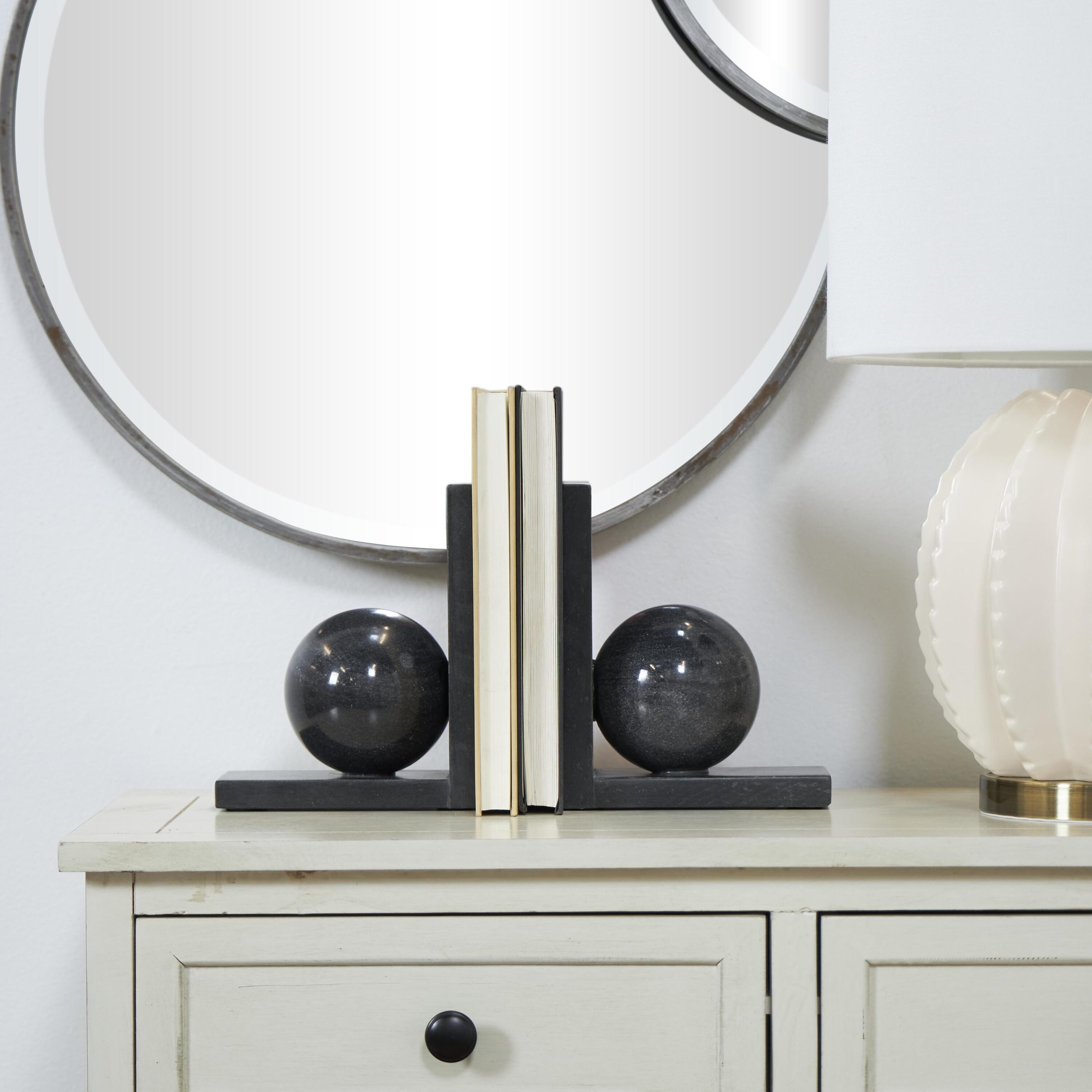 Grayson Lane 820198 2 -Pack Black Marble Modern Decorative bookends