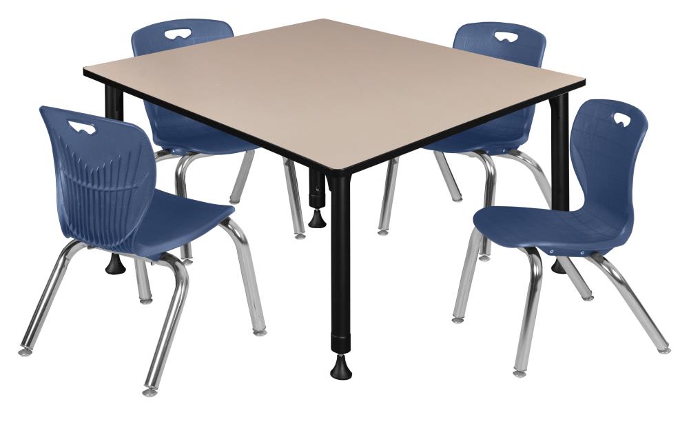 Regency TB4848BEAPBK45NV Classroom Tables Off-White 4-Person Training Table (48-in W x 34-in H)
