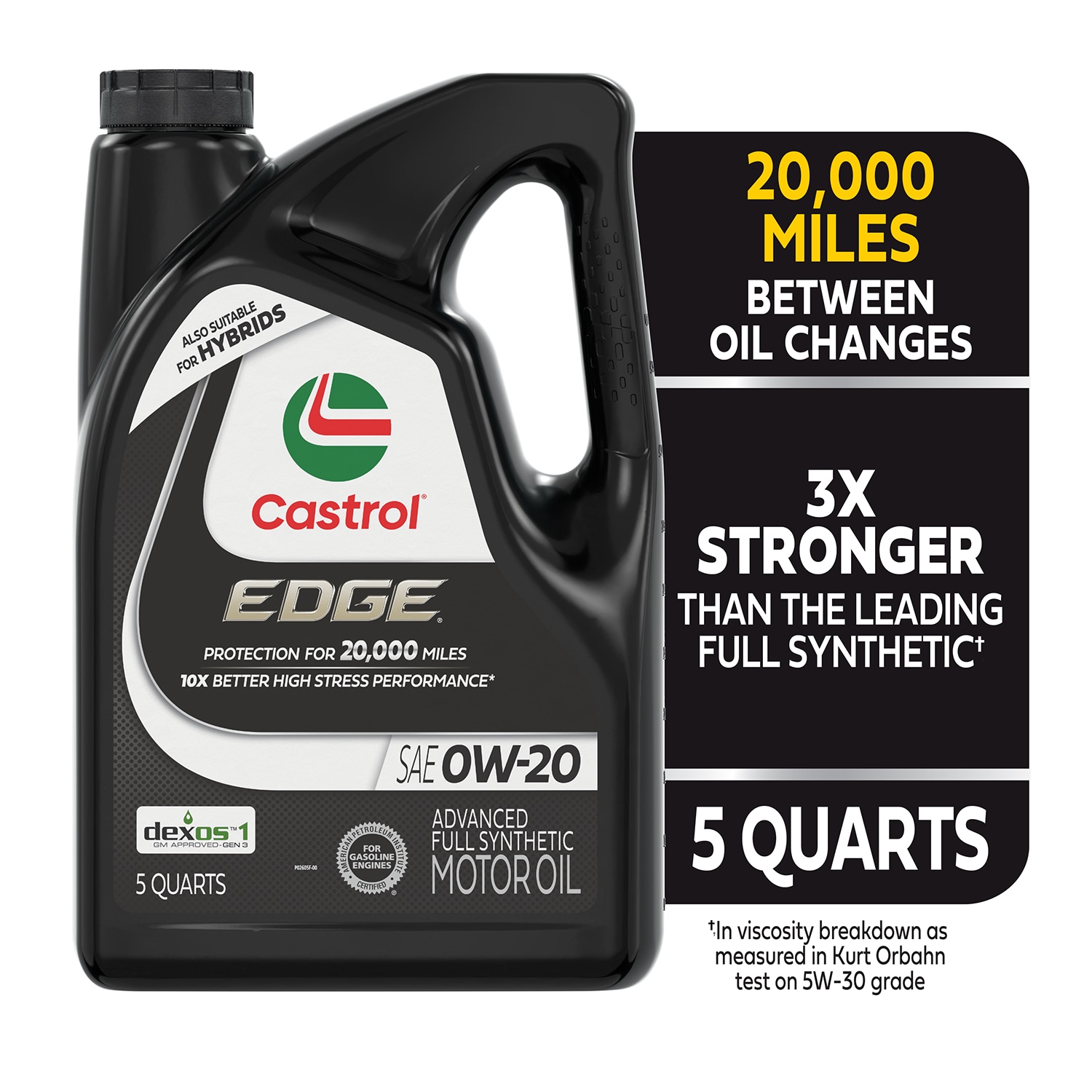 CASTROL 1597B2 EDGE 0W-20 Advanced Full Synthetic Motor Oil, 5 Quarts