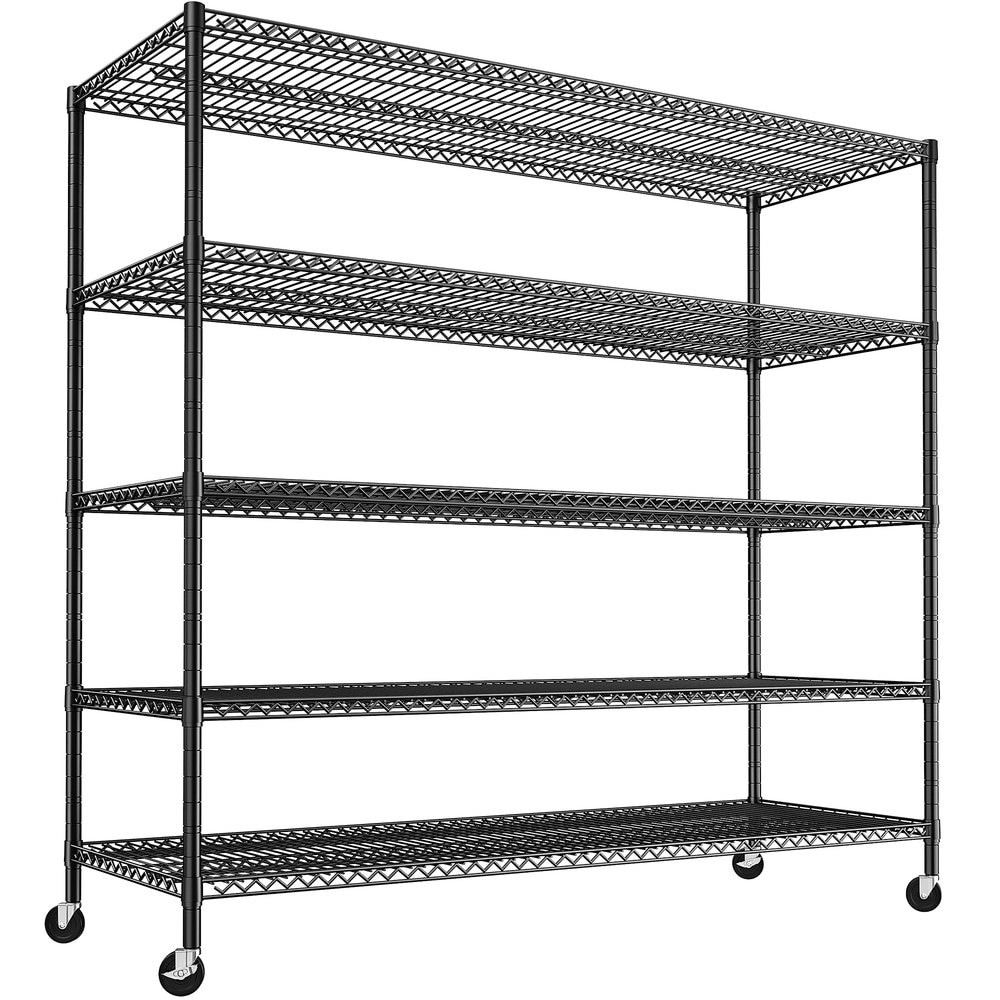 Raybee 55.5-in W x 24-in D x 85.7-in H 5-Tier Heavy Duty Black Load 3000 LBS Metal Wire Utility Shelving Unit