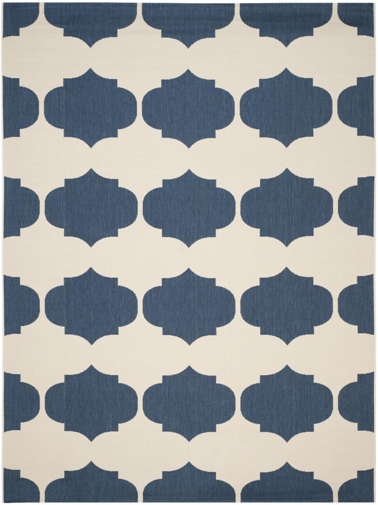 Safavieh CY6162-258-8 Courtyard Hani 8 x 11 (ft) Loomed Polypropylene Beige/Navy Rectangular Indoor/Outdoor Abstract Area rug