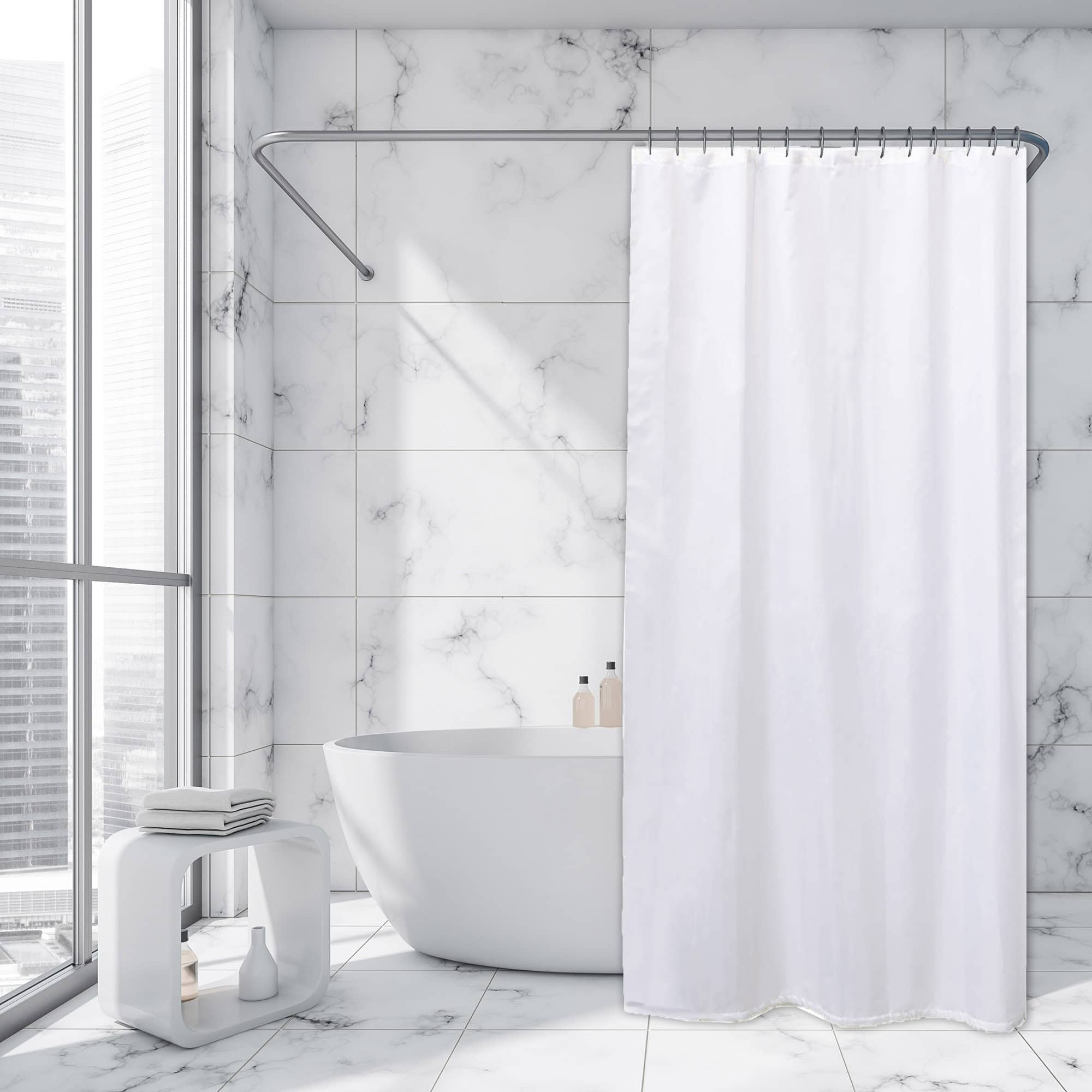 EVIDECO FRENCH HOME GOODS 79-in W x 79-in L White Solid Polyester Shower curtain