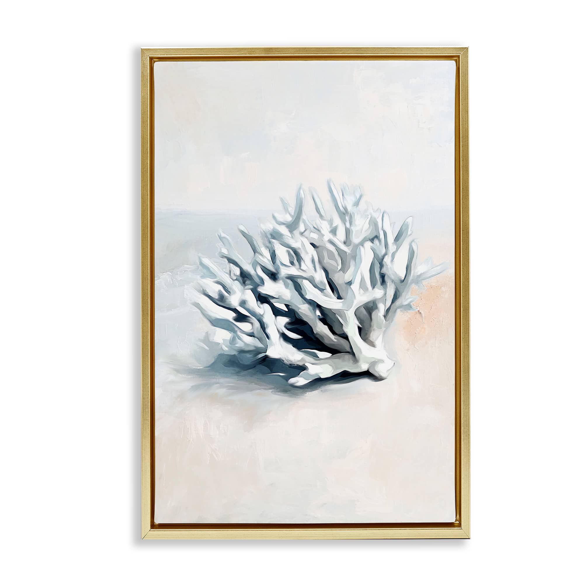 Stupell Industries BS-968-FFG-16X24 Simple Staghorn Coral Gold Framed Floater Canvas Wall Art By Ramona Murdock 17 x 25