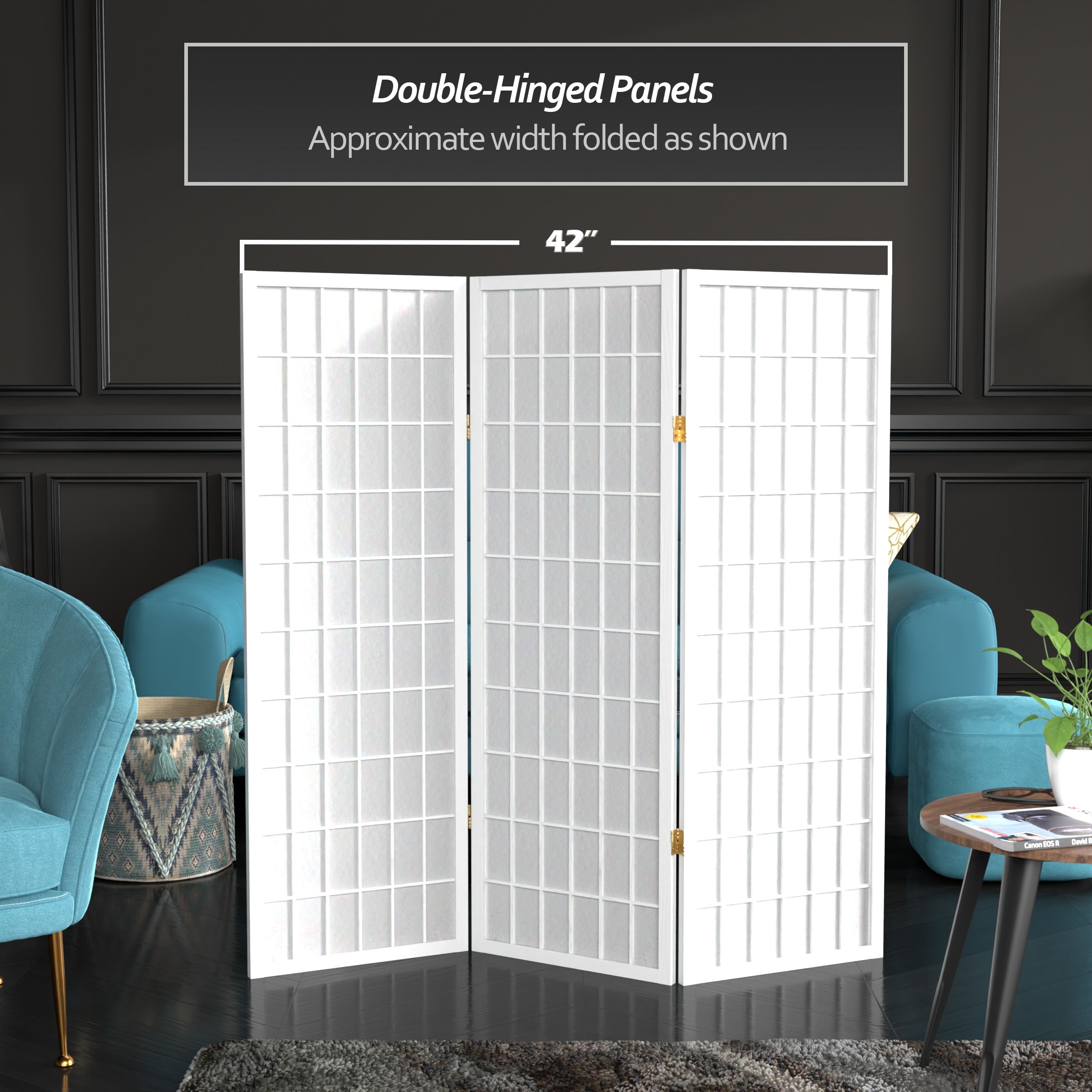 Oriental Furniture WP48-WHT-3P Indoor-Privacy-Screens - View #6