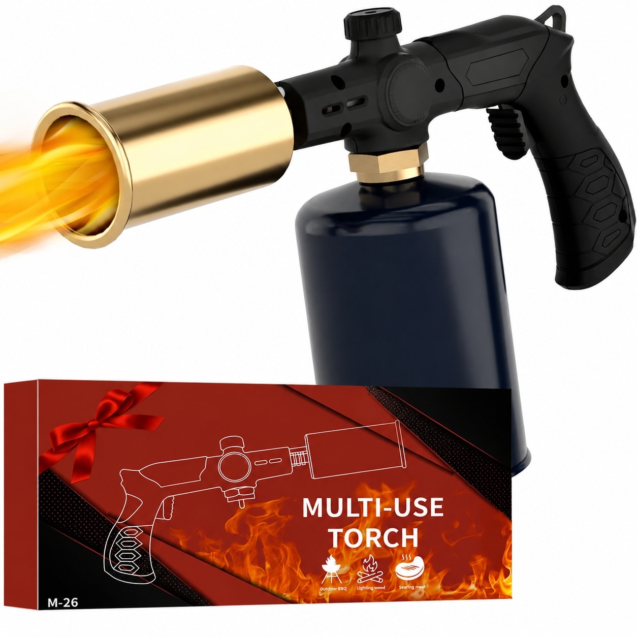 Justincity  Powerful Propane Torch Gun Adjustable Culinary Blow Torch for Steak Searing Campfire Charcoal Starter BBQ Griddle Accessories Tank
