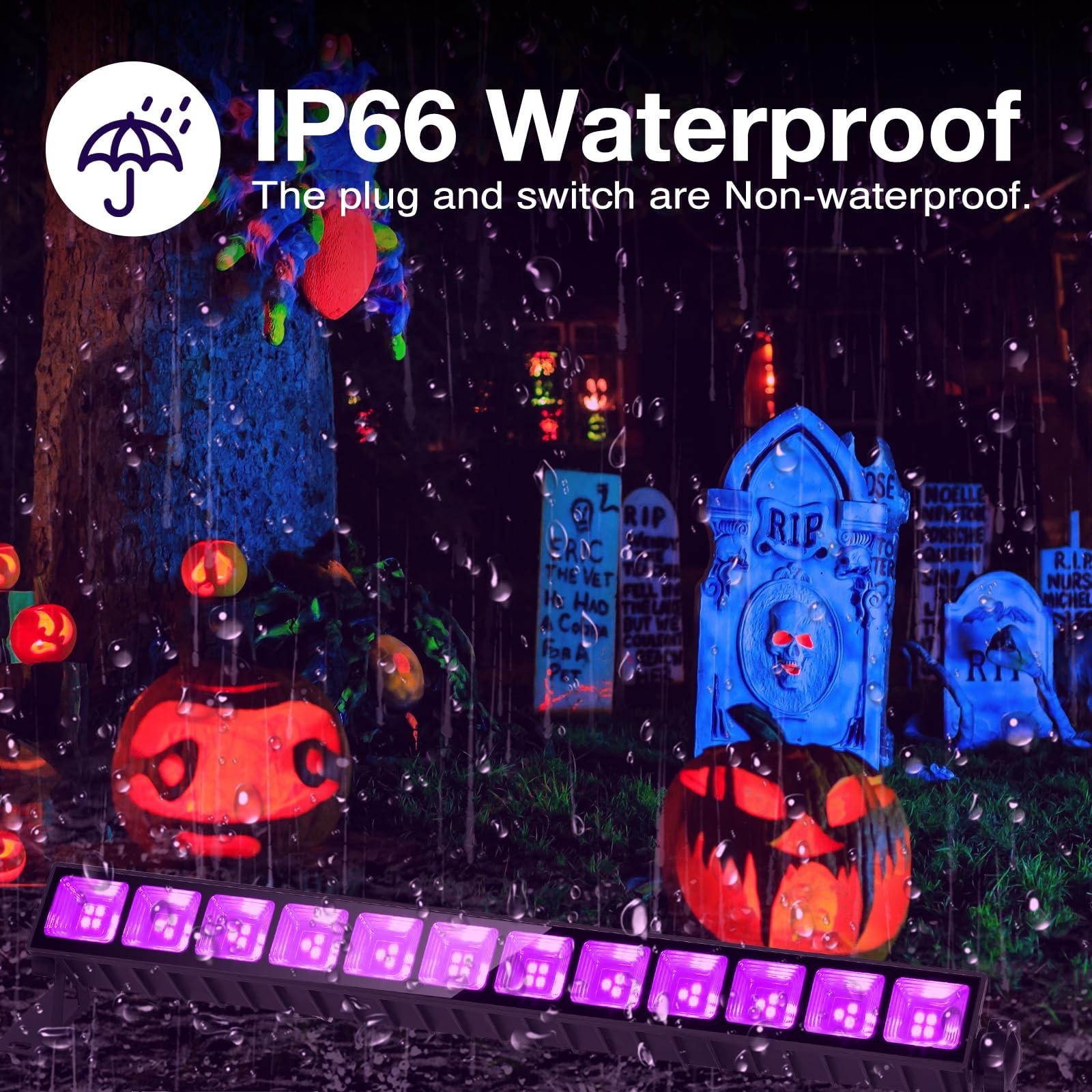 AOIZGMY Waterproof 36W Blacklight Bar IP66 40 LED with 6FT Cord for ...