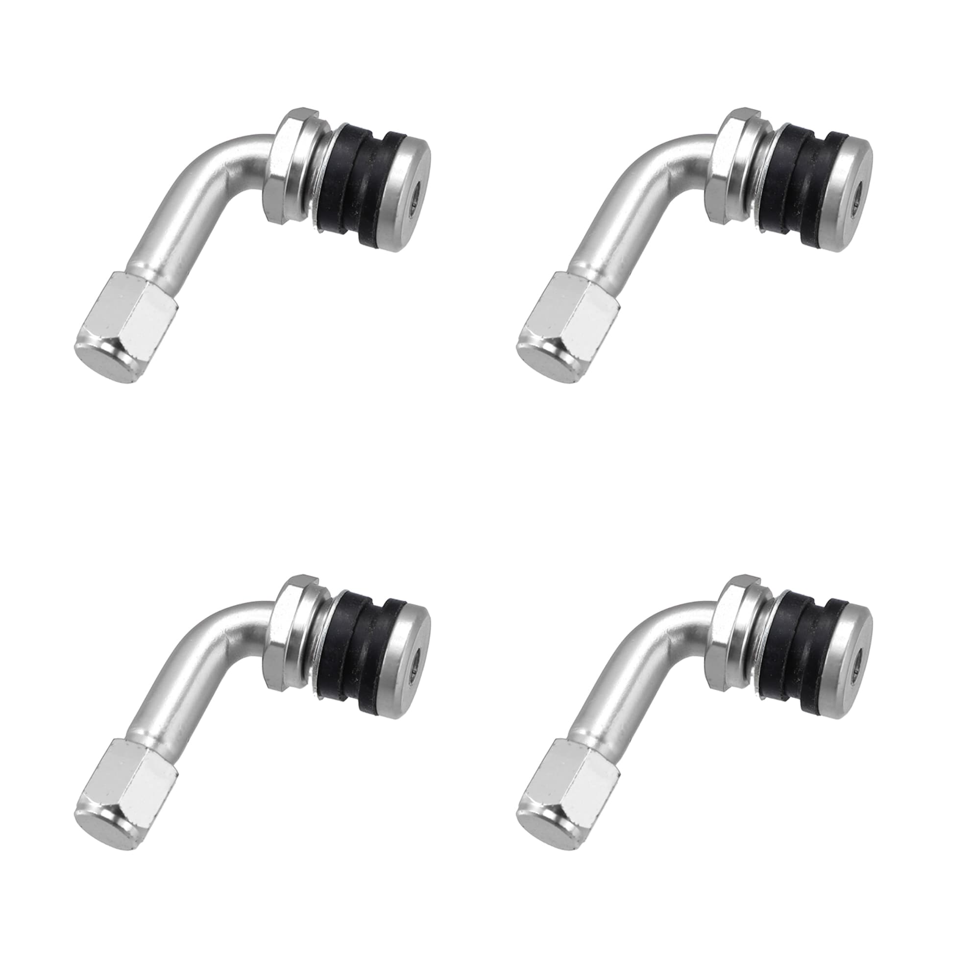 Unique Bargains - 4pcs Metal 90 Degree Trie Valve Stem Vacuum Tyre Valve Stem Extension Extenders...
