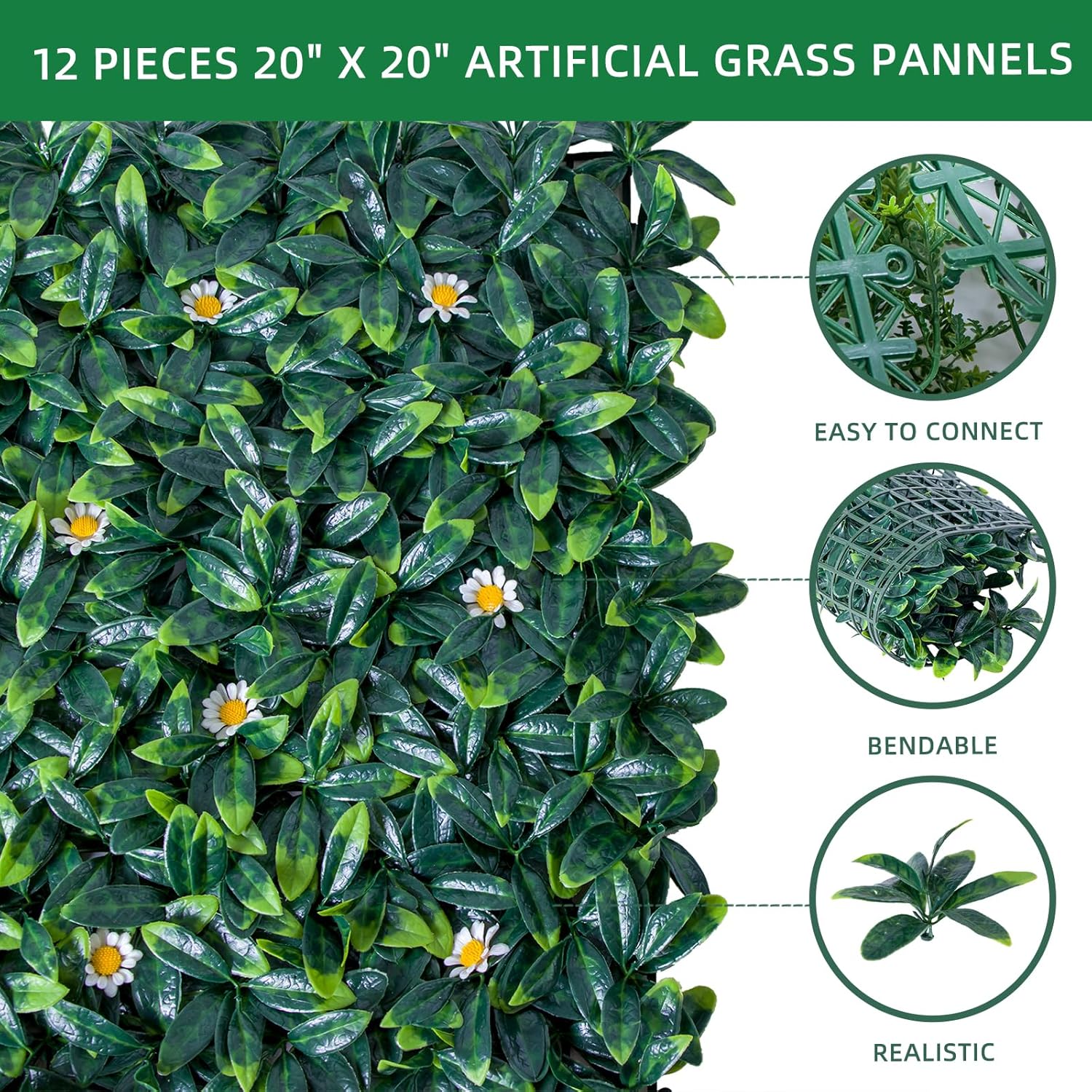 Edwards 12PC Artificial Grass Wall Panels Artificial Plant Wall Panels Fake  Greenery Leaf Hedge for Outdoor Indoor Green in the Artificial Plants &  Flowers department at Lowes.com
