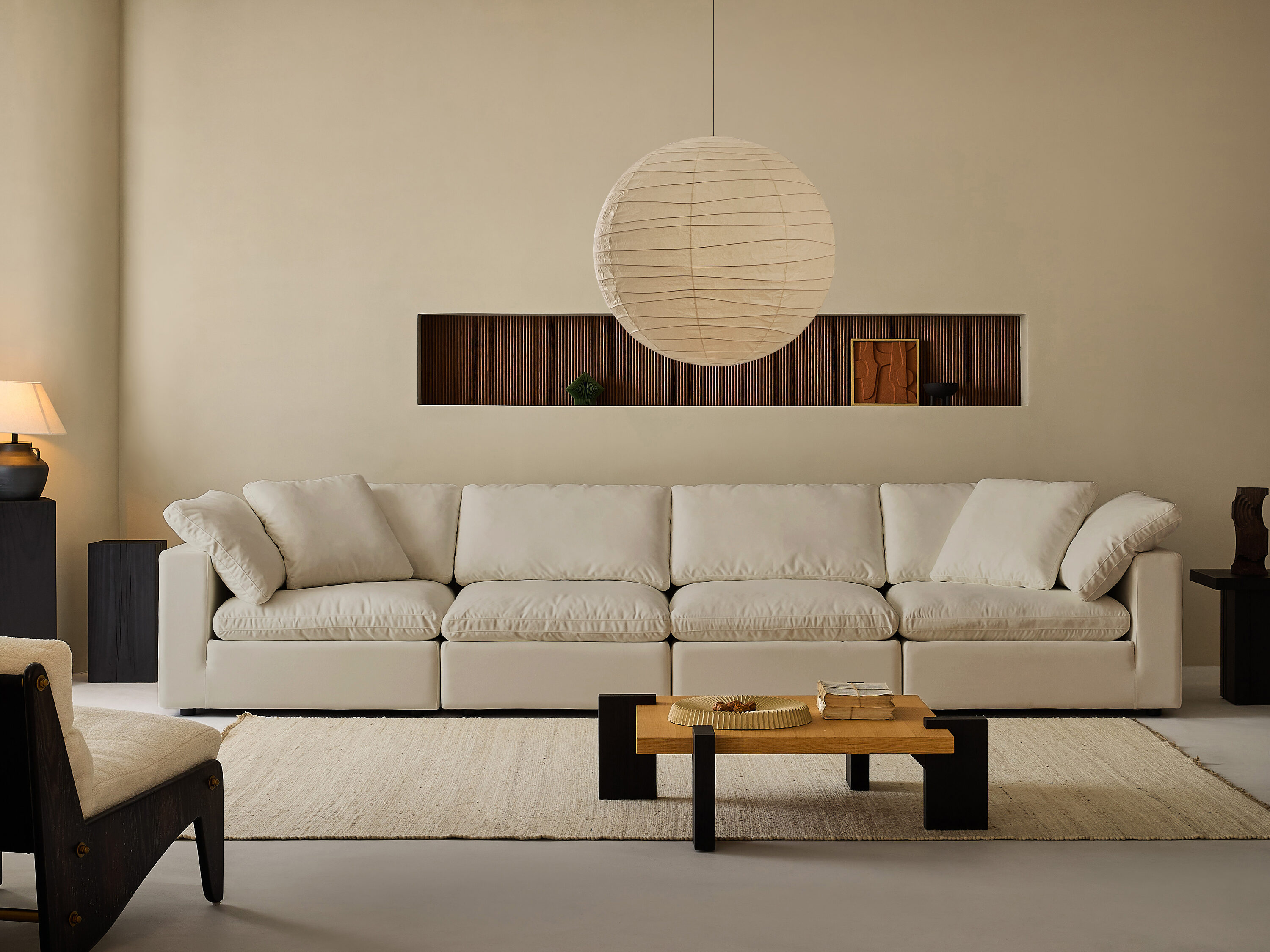  YSWZ4-LB Sofa 157-in Casual Linen Beige Linen 4 -seater Sofa
