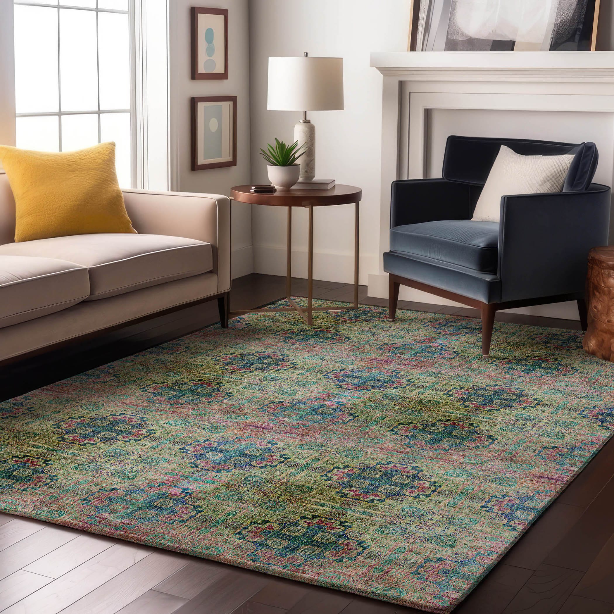 Addison Rugs AMF563GY8RO Mayfield AMF563GY 8 x 8 (ft) Loomed Polyester Gray Round Indoor Geometric Machine washable Area rug