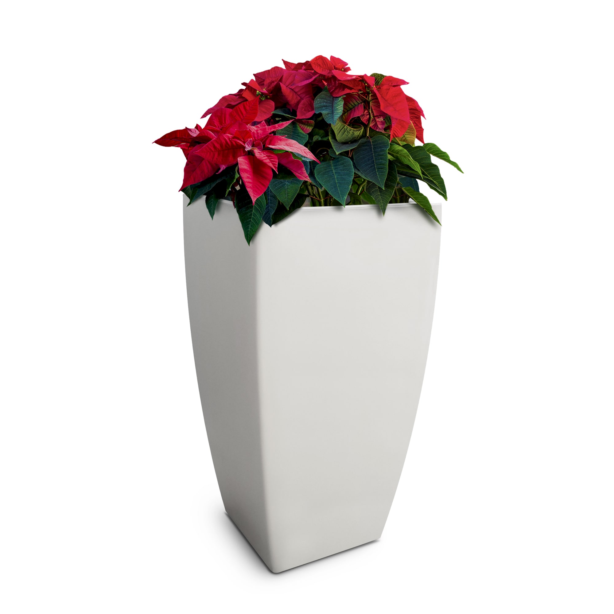 Mayne 8887-W Square 17.5-in W Large White Plastic Contemporary/Modern Indoor/Outdoor Planter with Drainage Holes with Self Watering