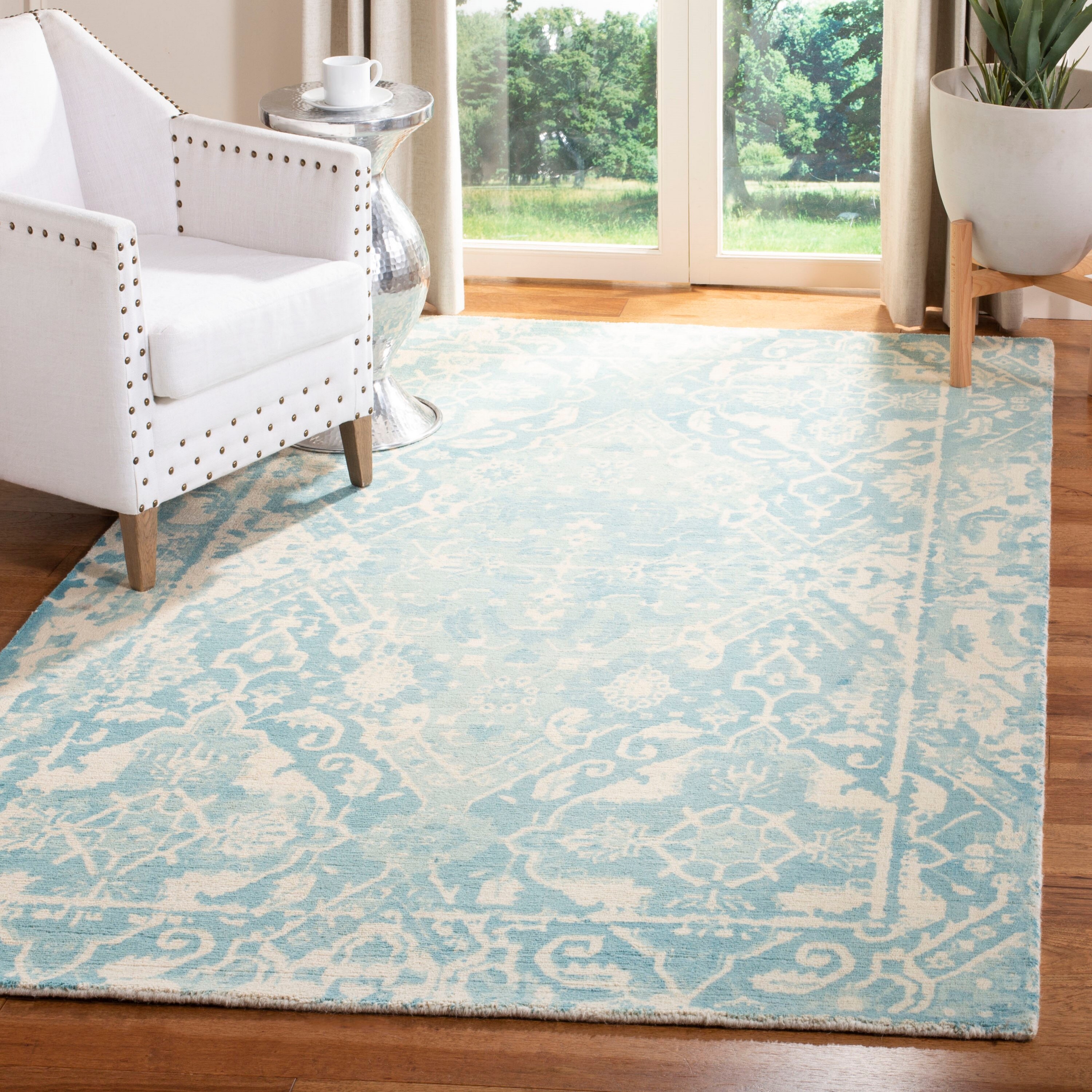 Safavieh RVT532C-2 Restoration Vintage Gaylen 2 x 3 (ft) Tufted Wool Light Blue/Ivory Rectangular Indoor Distressed/Overdyed Vintage Throw rug