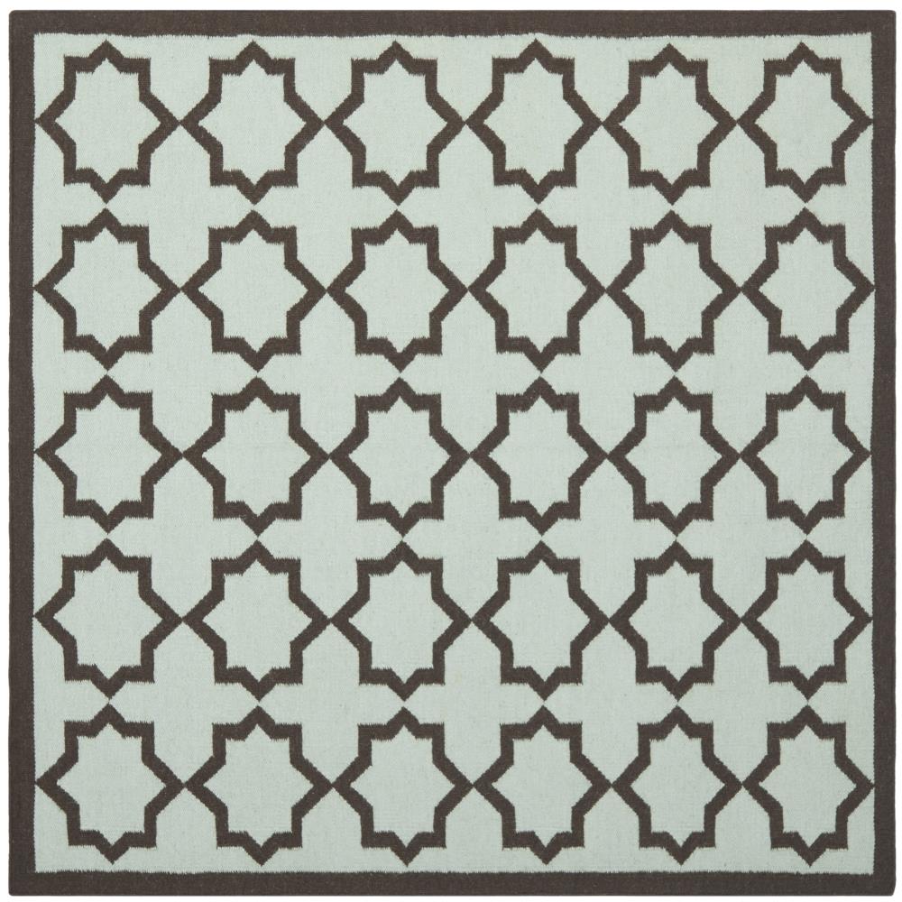 Safavieh DHU549A-6SQ Dhurries Neva 6 x 6 (ft) Wool Light Blue Square Indoor Geometric Coastal Area rug