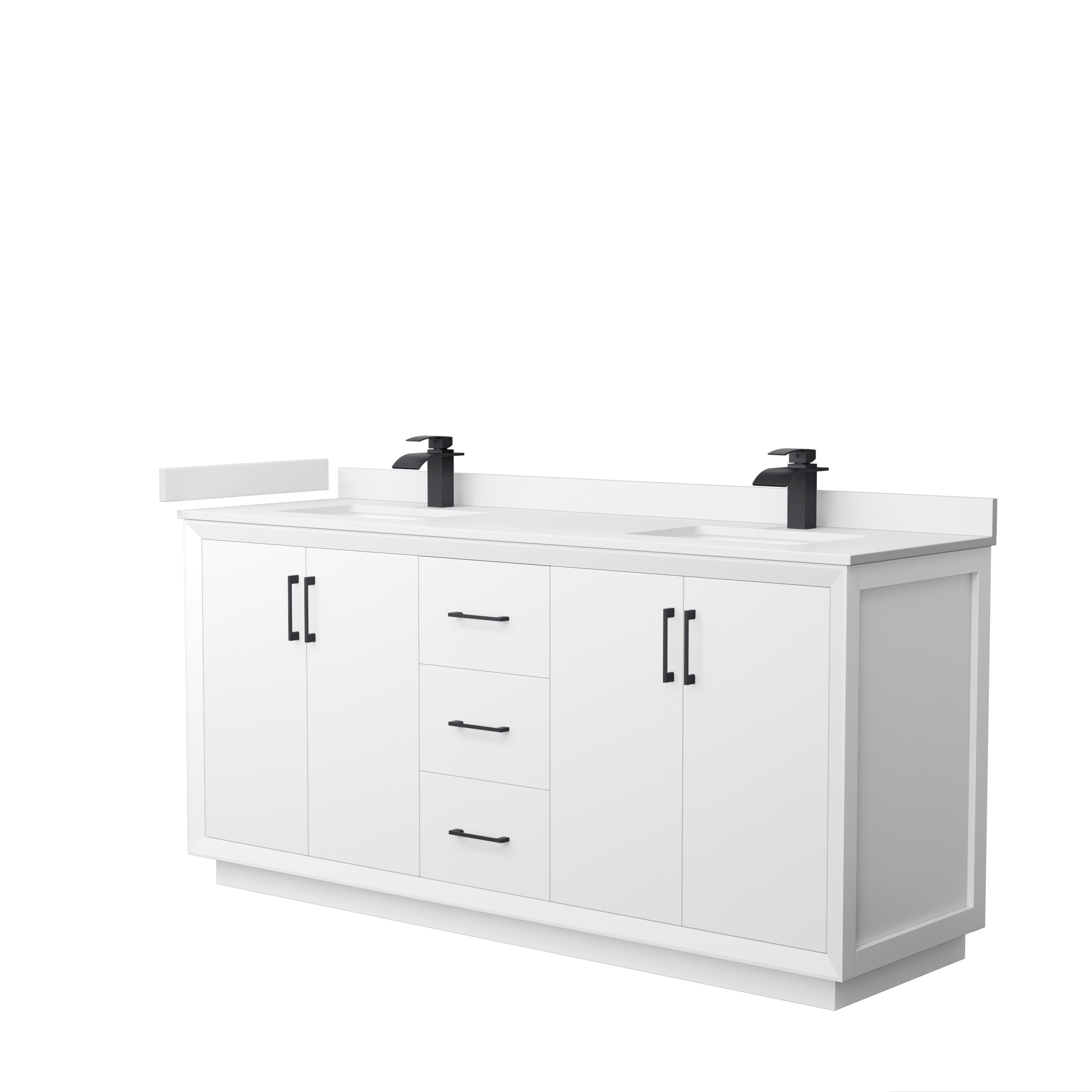 Wyndham Collection WCF414172DWBWCUNSMXX Strada 72-in White with Matte Black Trim Undermount Double sink Bathroom Vanity with White cultured marble Cultured marble Top