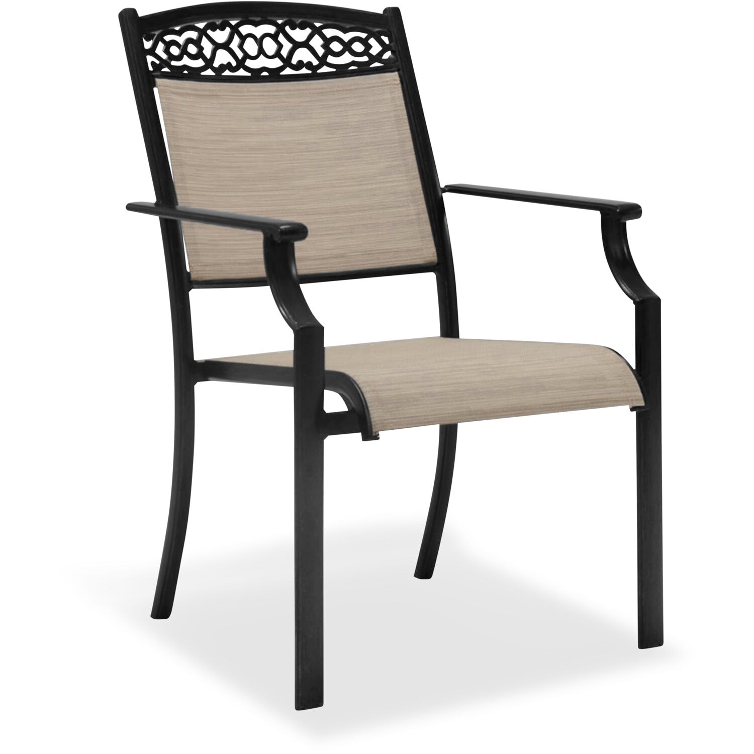 Elegant Rustic 7-Piece Outdoor Dining Set with Cast-Top Table and Sling Chairs