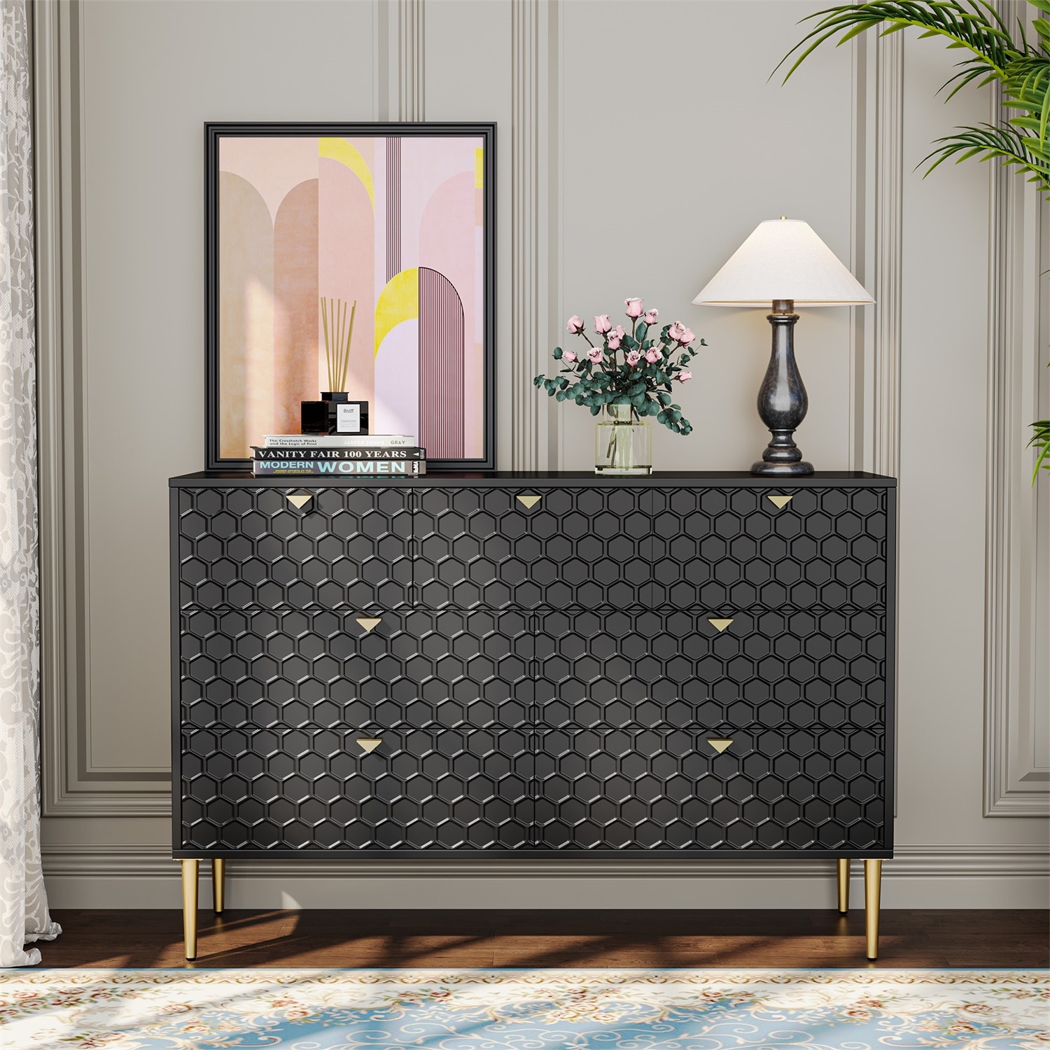 Mondawe MO-JH-017-BK Black 6 -Drawer Standard dresser