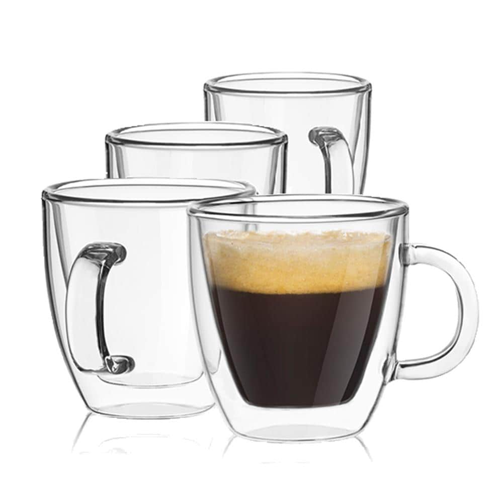  Double Wall Glass Coffee Mugs Set of 2, 16 oz Insulated Coffee  Mug with Handle, Clear Borosilicate Glass Coffee Cups for Cappuccino, Tea,  Lightweight and Microwave Safe : Home & Kitchen