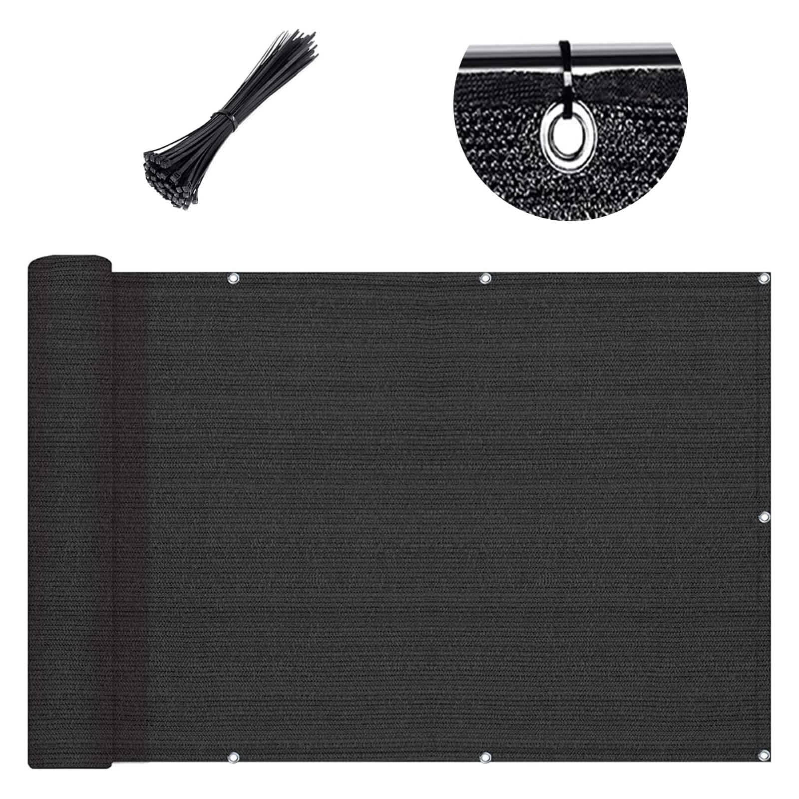 Etokfoks -  1 Piece 3 ft x 10 ft Black Balcony Privacy Screen Fence Mesh with Grommets UV Protect...