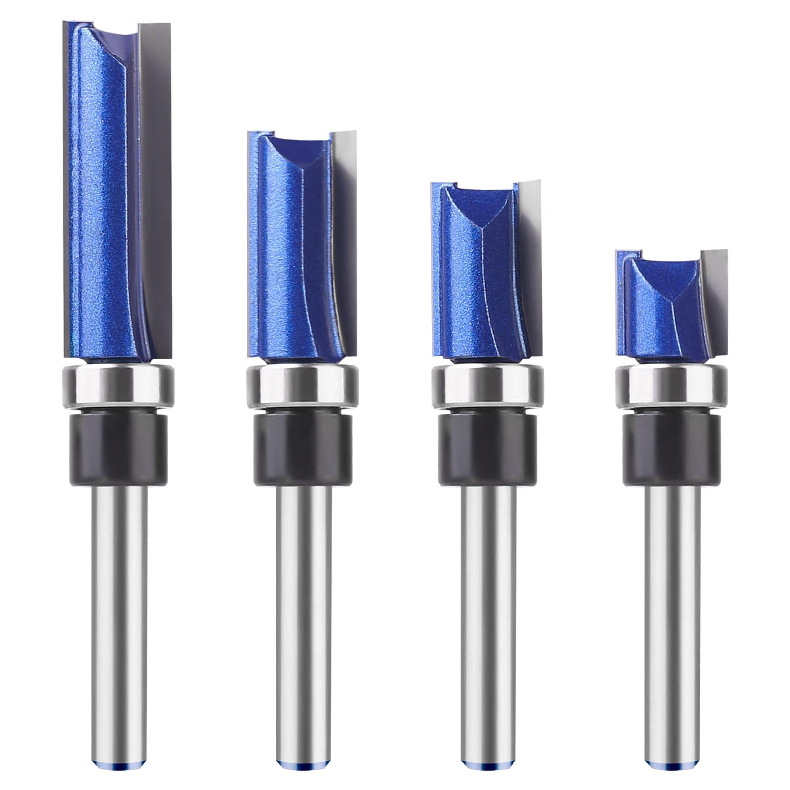 SenQWFa  Pattern Flush Trim Router Bits Set 1/4 Shank Bottom Bearing Router Bits with Four Cutting Heights for Woodworking and Home DIY