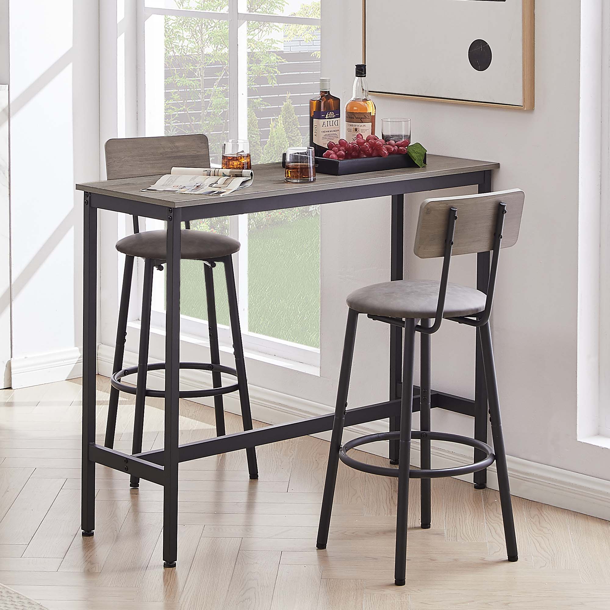 Fun Orange FUN25DS04 PU upholstery Gray Contemporary/Modern Dining Room Set with Rectangular Table ( Seats 2 )