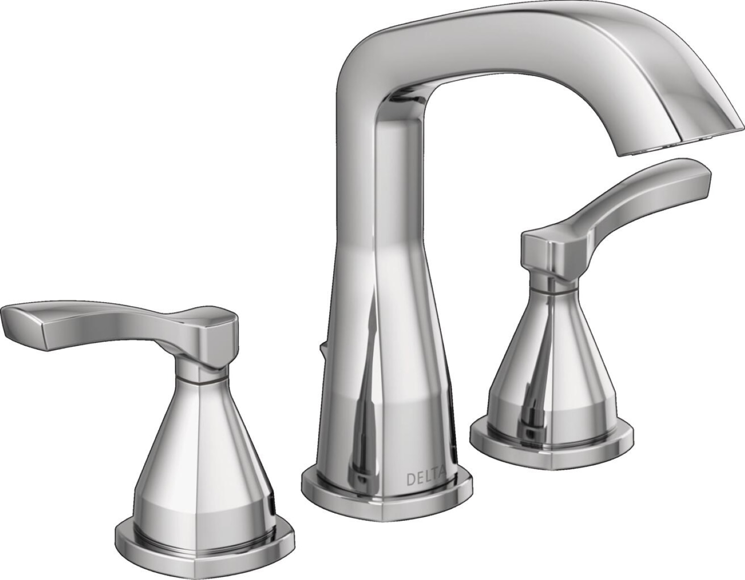Delta 35776-PR-MPU-DST Stryke Lumicoat Chrome Widespread 2-handle WaterSense Mid-arc Residential Handle Bathroom Sink Faucet with Drain