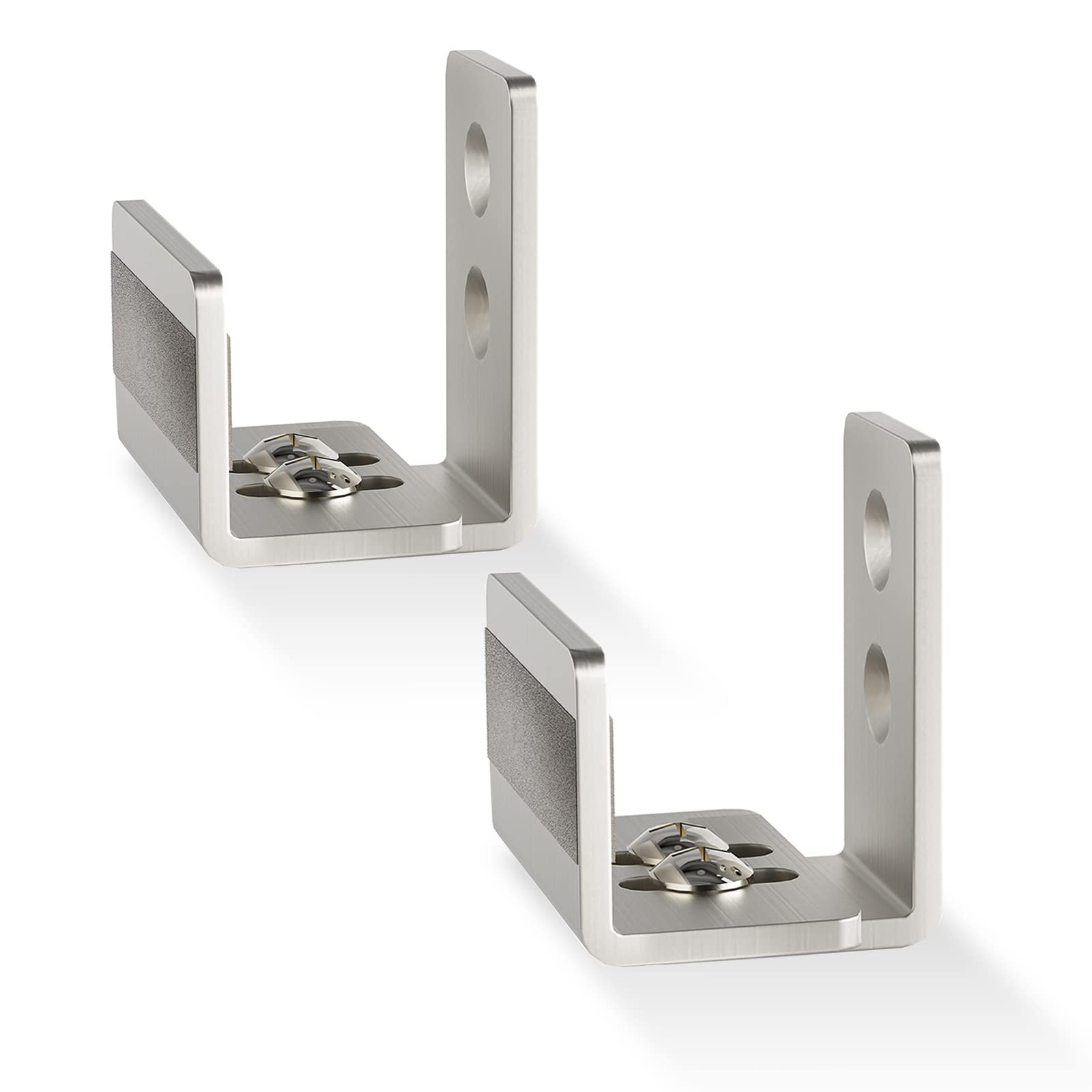 JVFCXXV  Sliding Barn Door Floor Guide U Shape Adjustable Flush Flat Bottom Wall Mount System for Door and Cabinet Brushed Nickel 2 pack