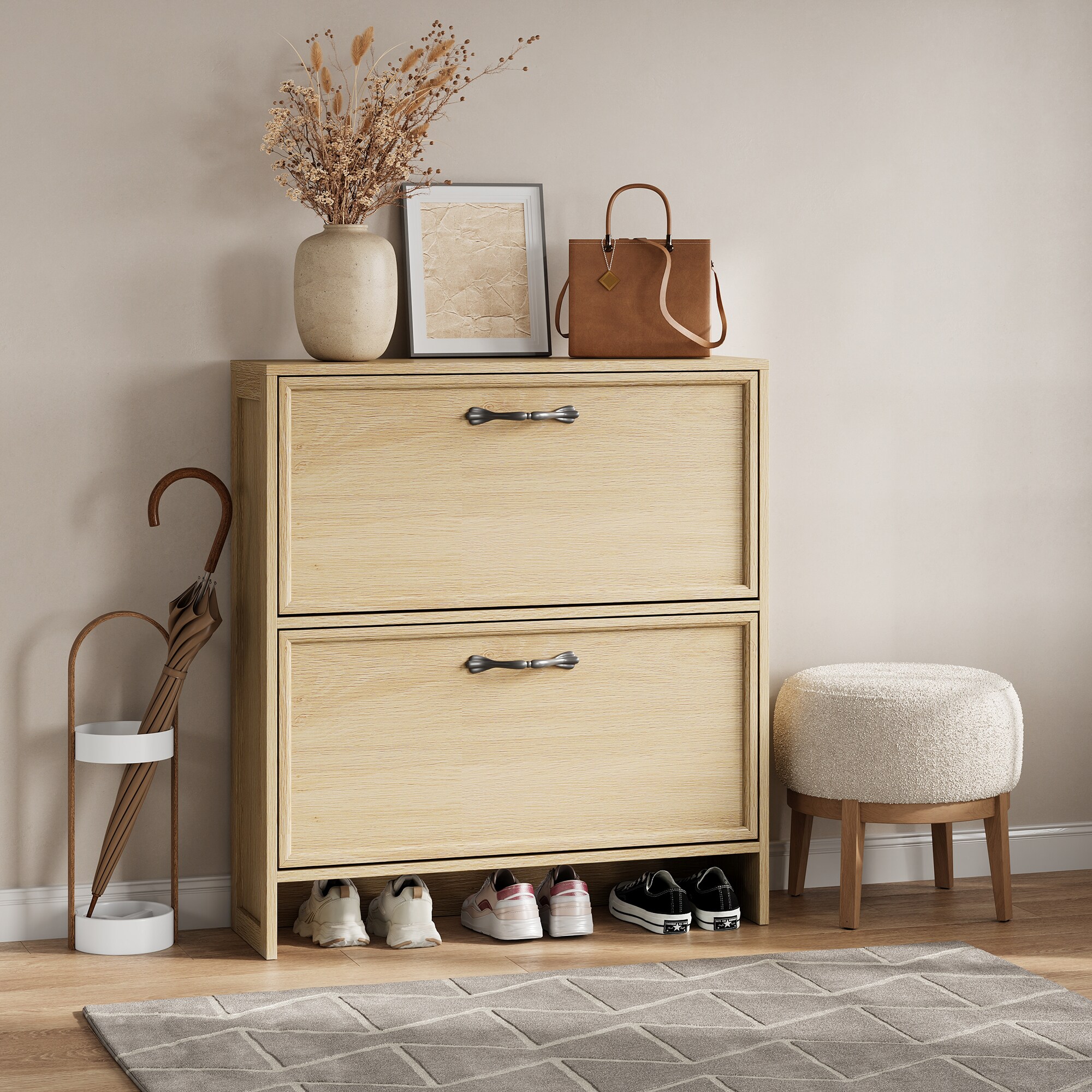 GarveeLife Shoe Cabinet with 2 Flip Drawers Narrow Shoe Storage