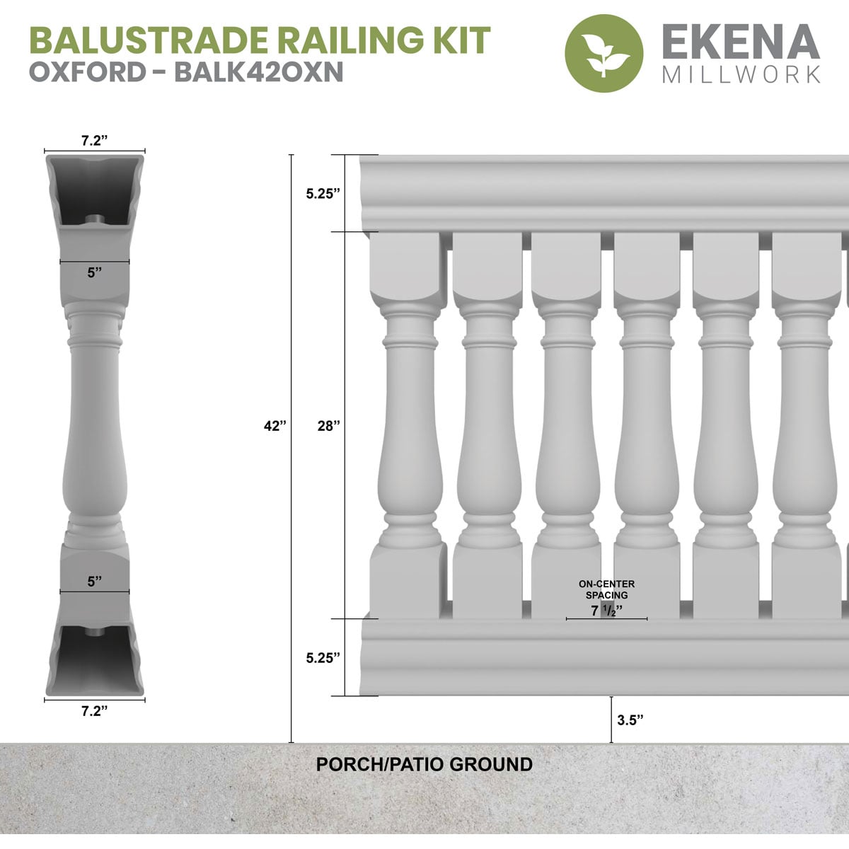Ekena Millwork BALK42X084OXN railings - View #2