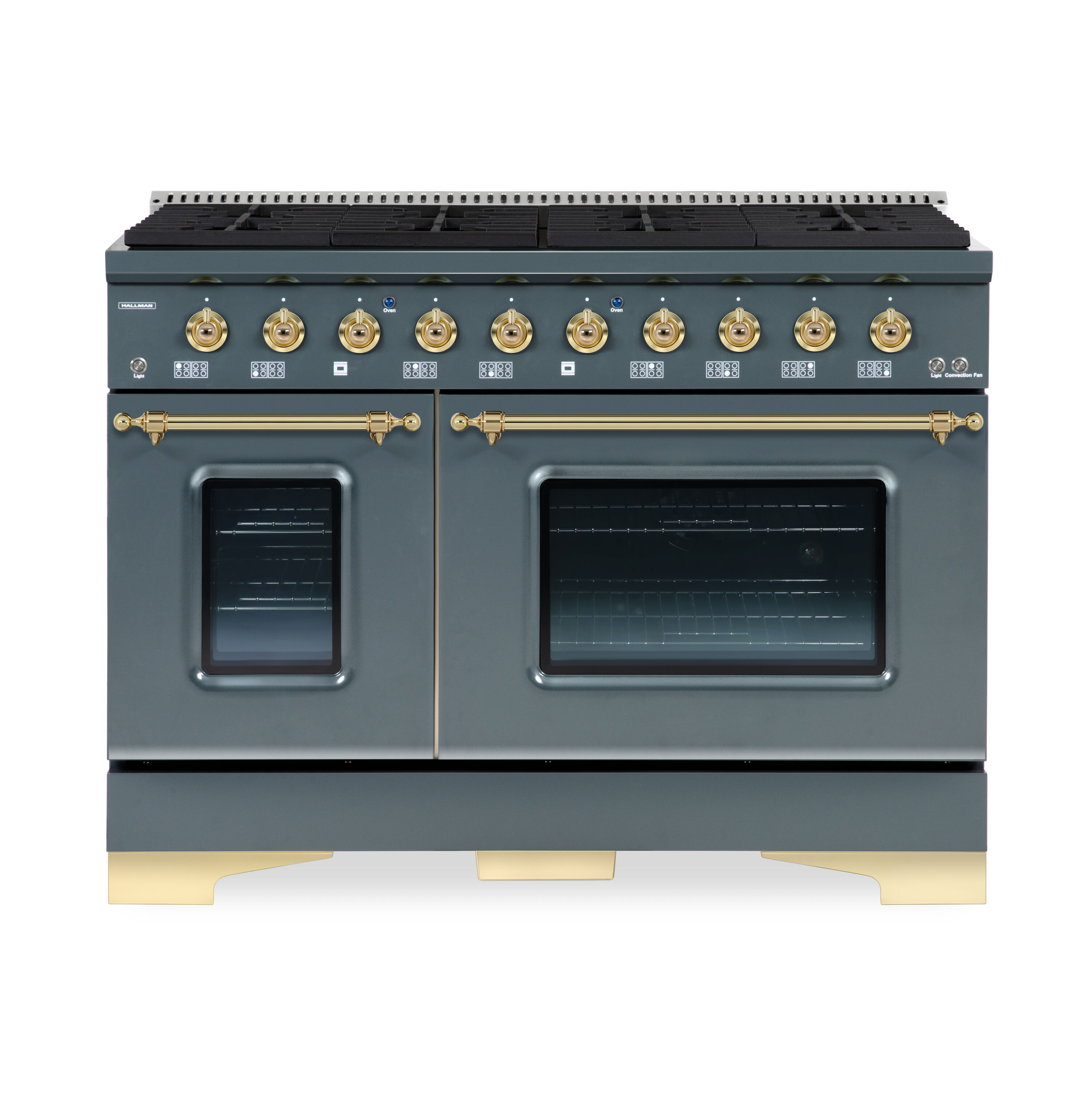 Hallman HCLRG48BSGR 48-in 8 burners 4.5-cu ft / 2.5-cu ft Convection Oven Freestanding Double Oven Gas Range ( Blue-Grey )