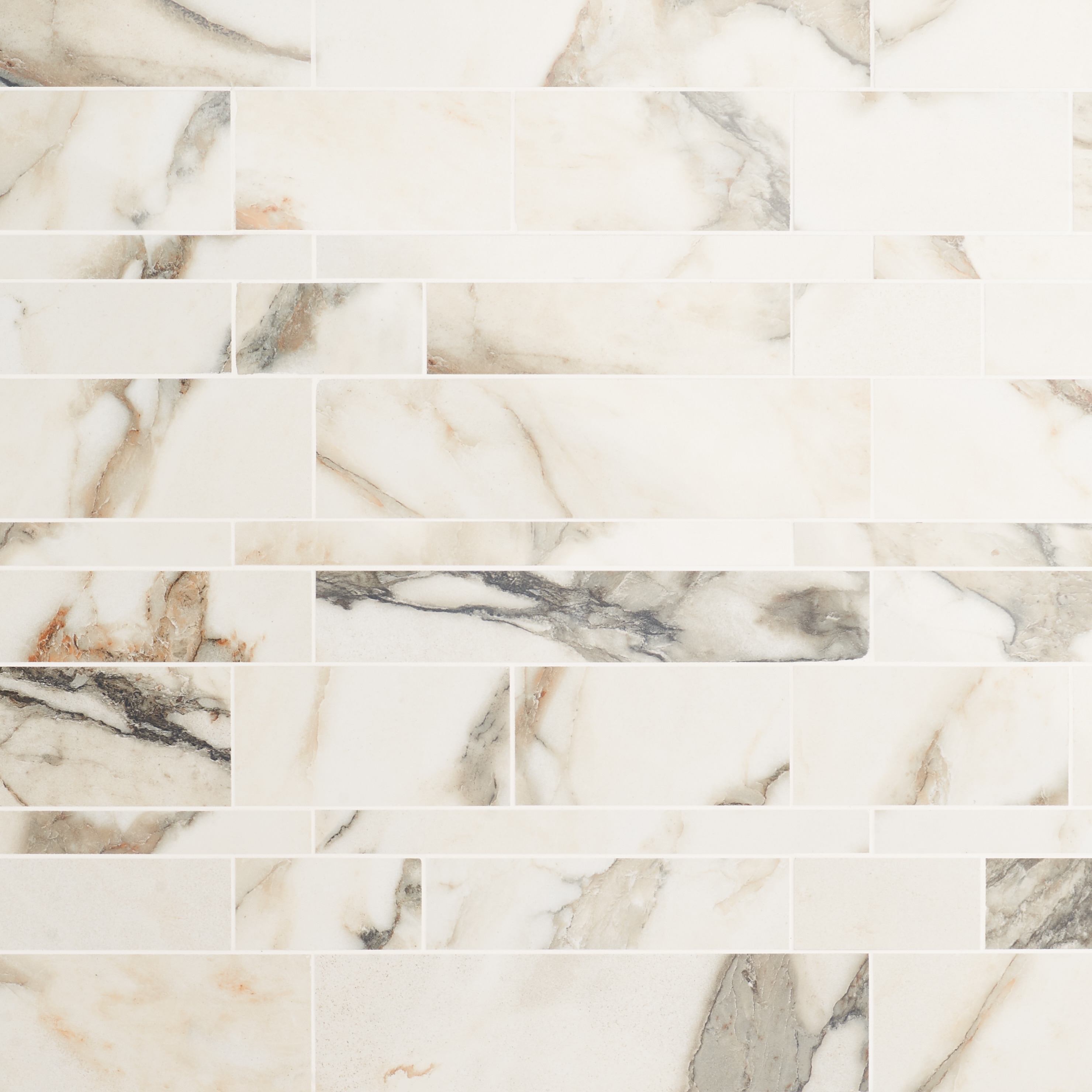 Artmore Tile EXT3RD107363 Enigma Calacatta Rustico 12-in x 12-in Polished Porcelain Marble look Mosaic 0.92-sq ft Piece