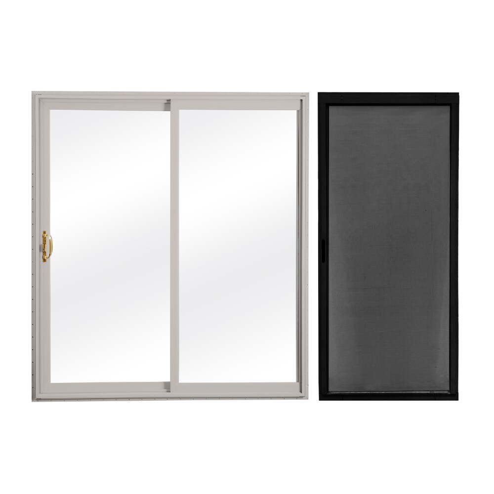 RELIABILT  72-in x 80-in Gray Vinyl Universal Sliding Double Patio Door with Screen