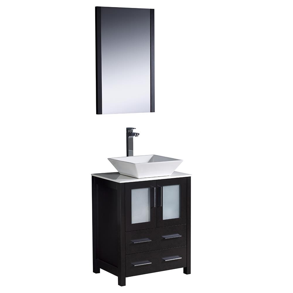 Fresca Bari 24-in Espresso Single Sink Bathroom Vanity with White ...